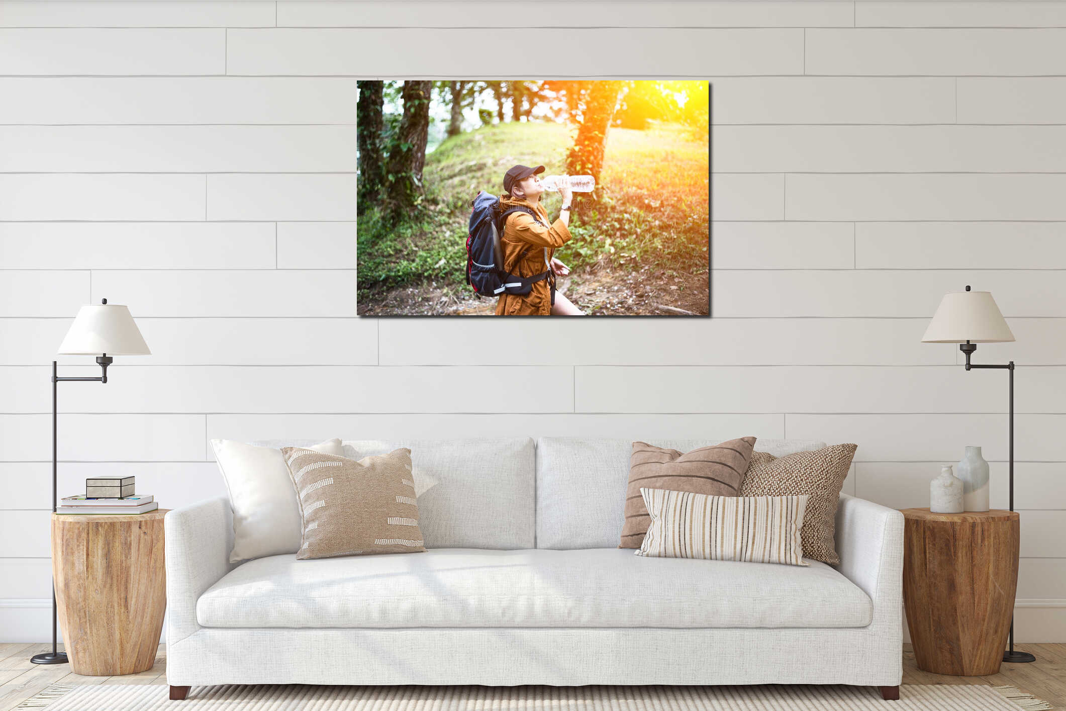 Canvas hanging interior mockup