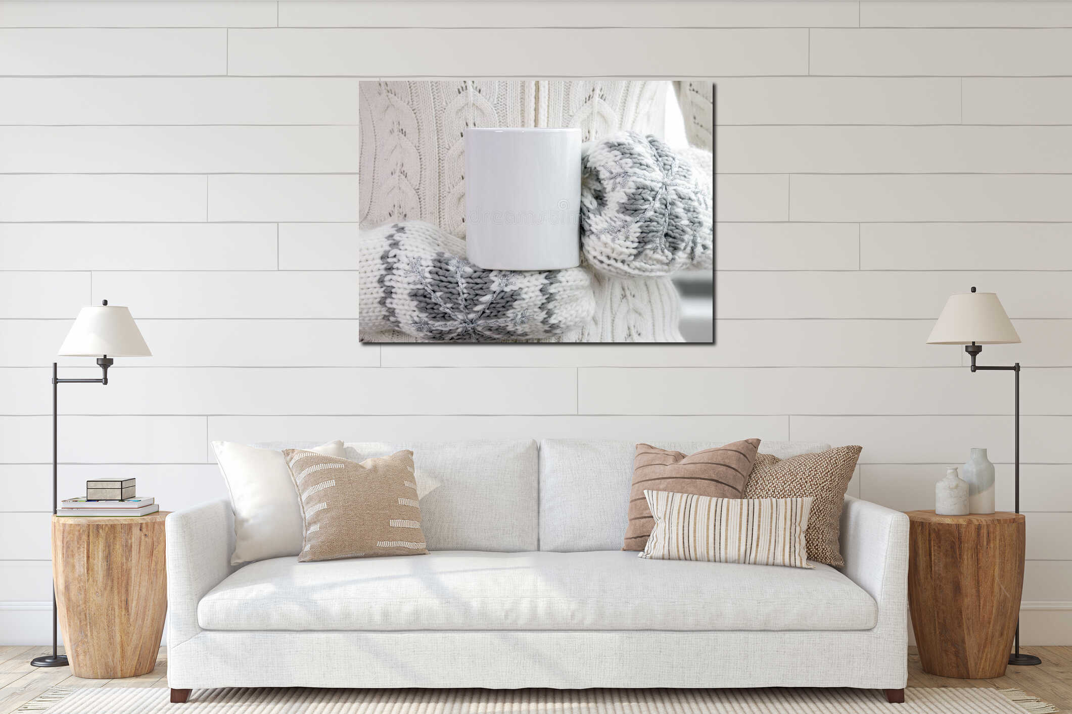 Canvas hanging interior mockup