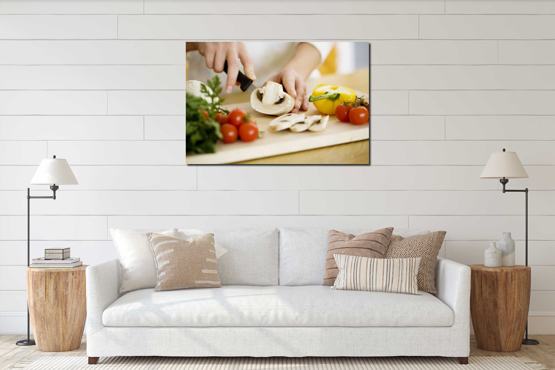 Canvas hanging interior mockup