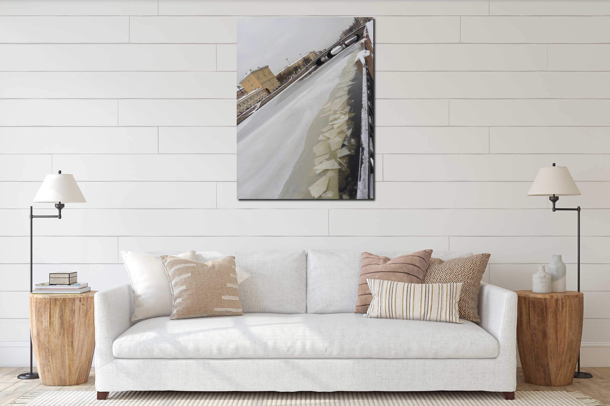 Canvas hanging interior mockup