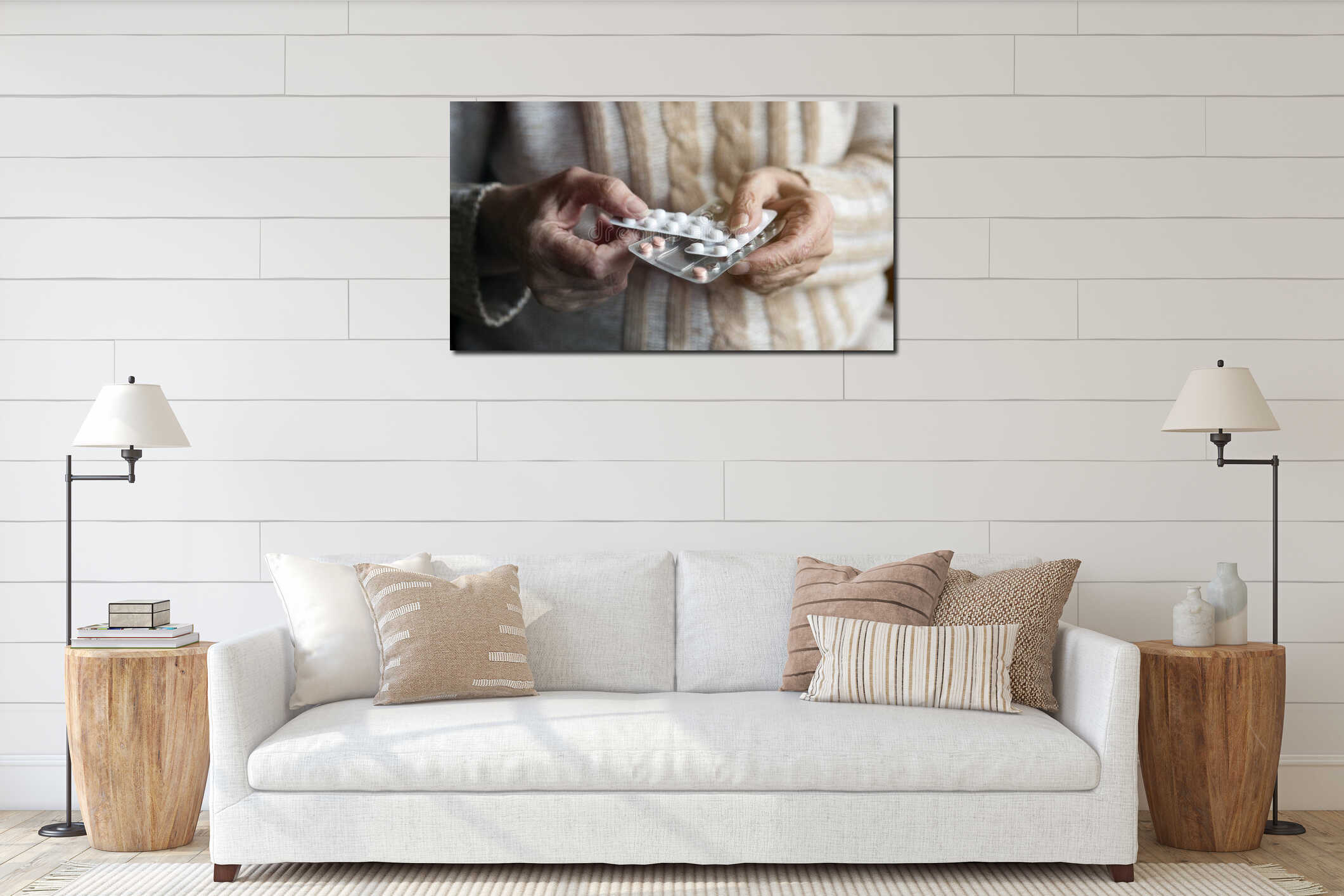 Canvas hanging interior mockup