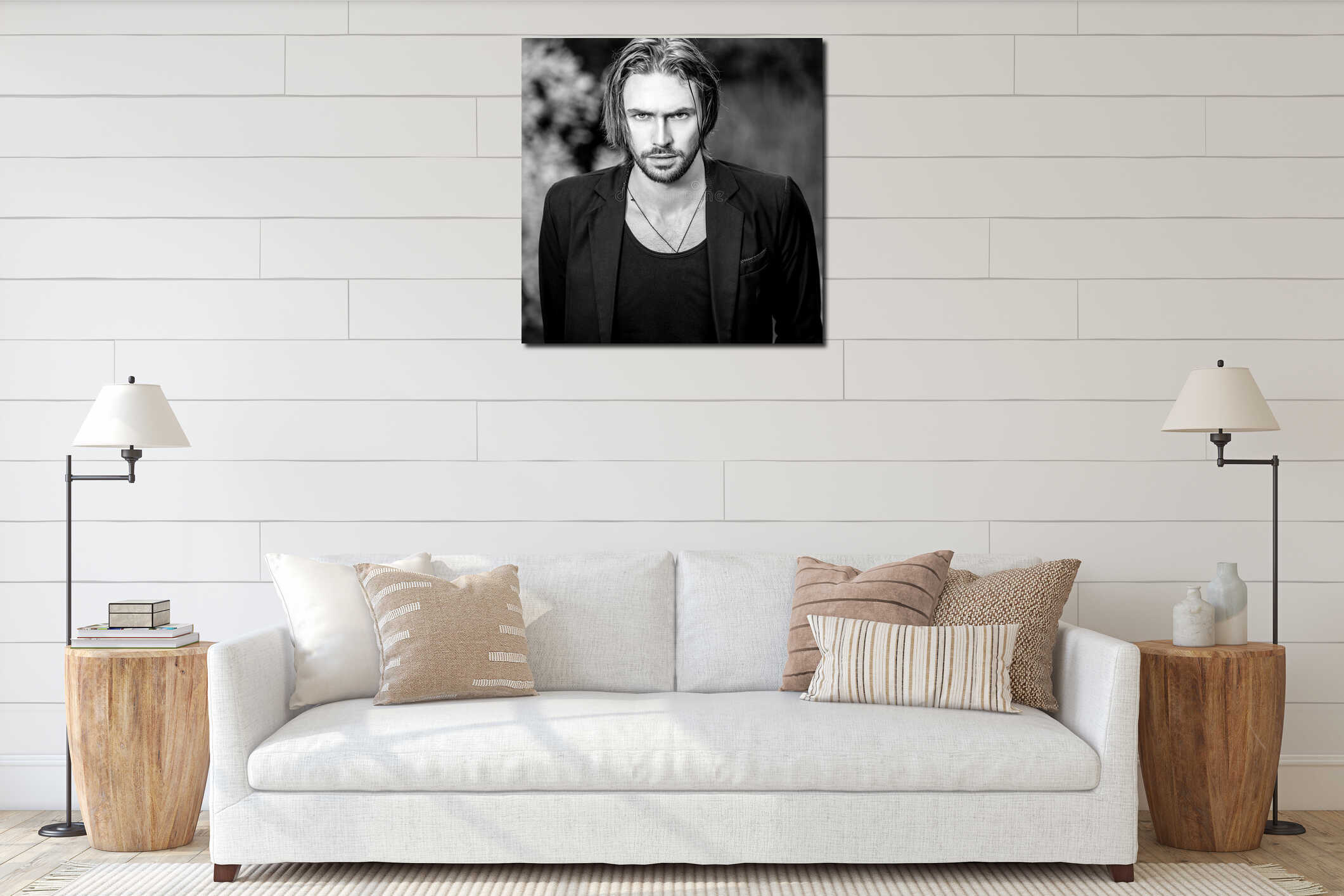 Canvas hanging interior mockup