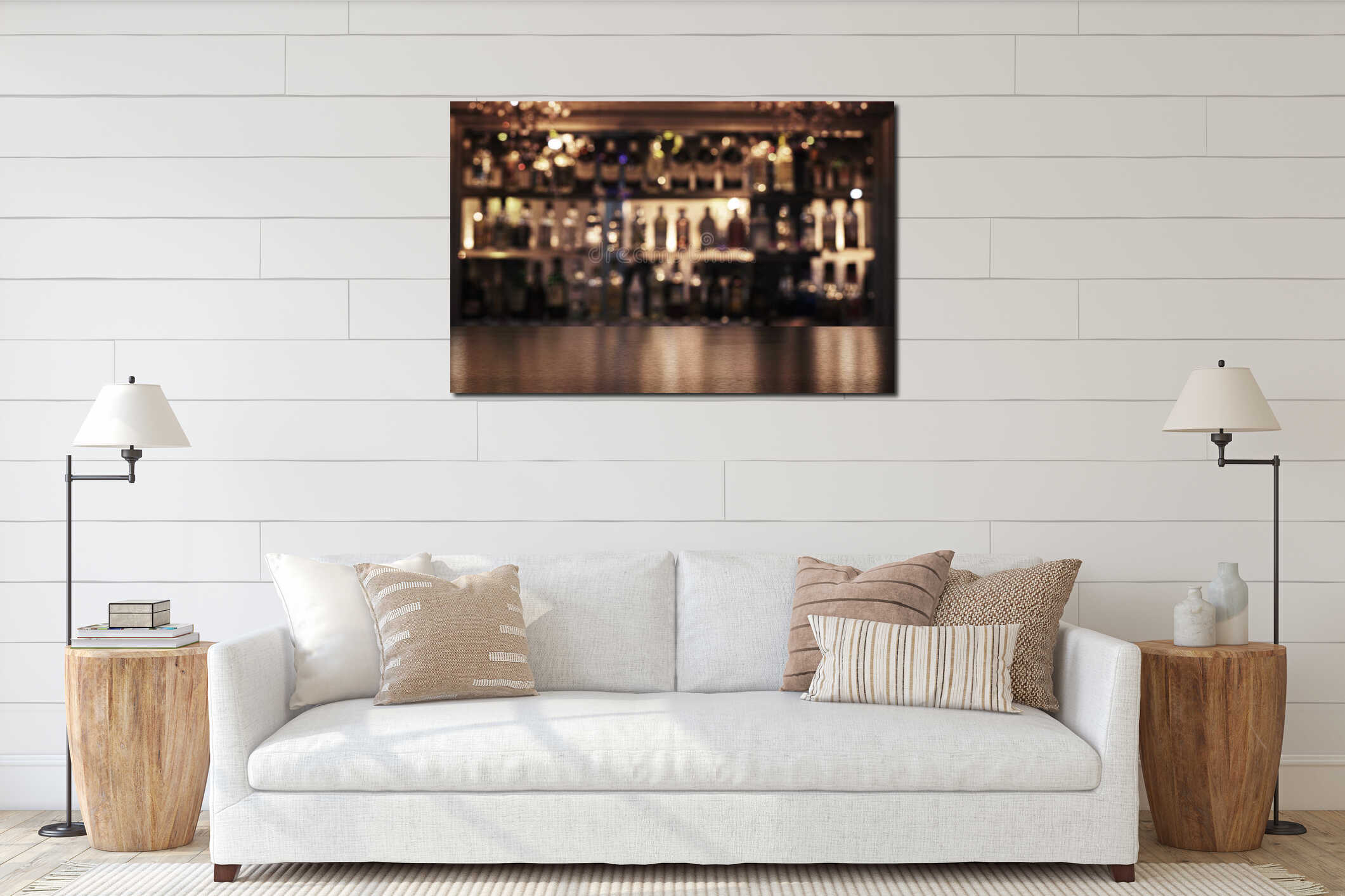 Canvas hanging interior mockup