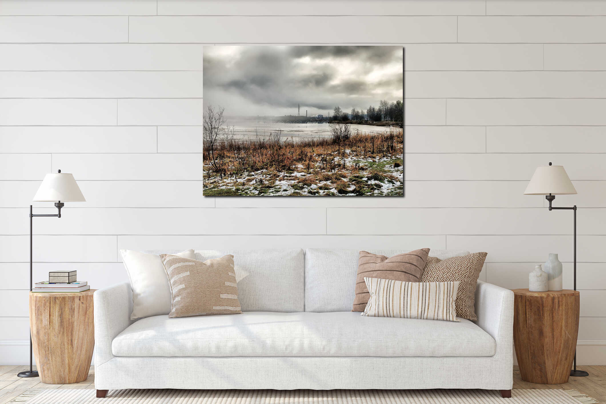 Canvas hanging interior mockup