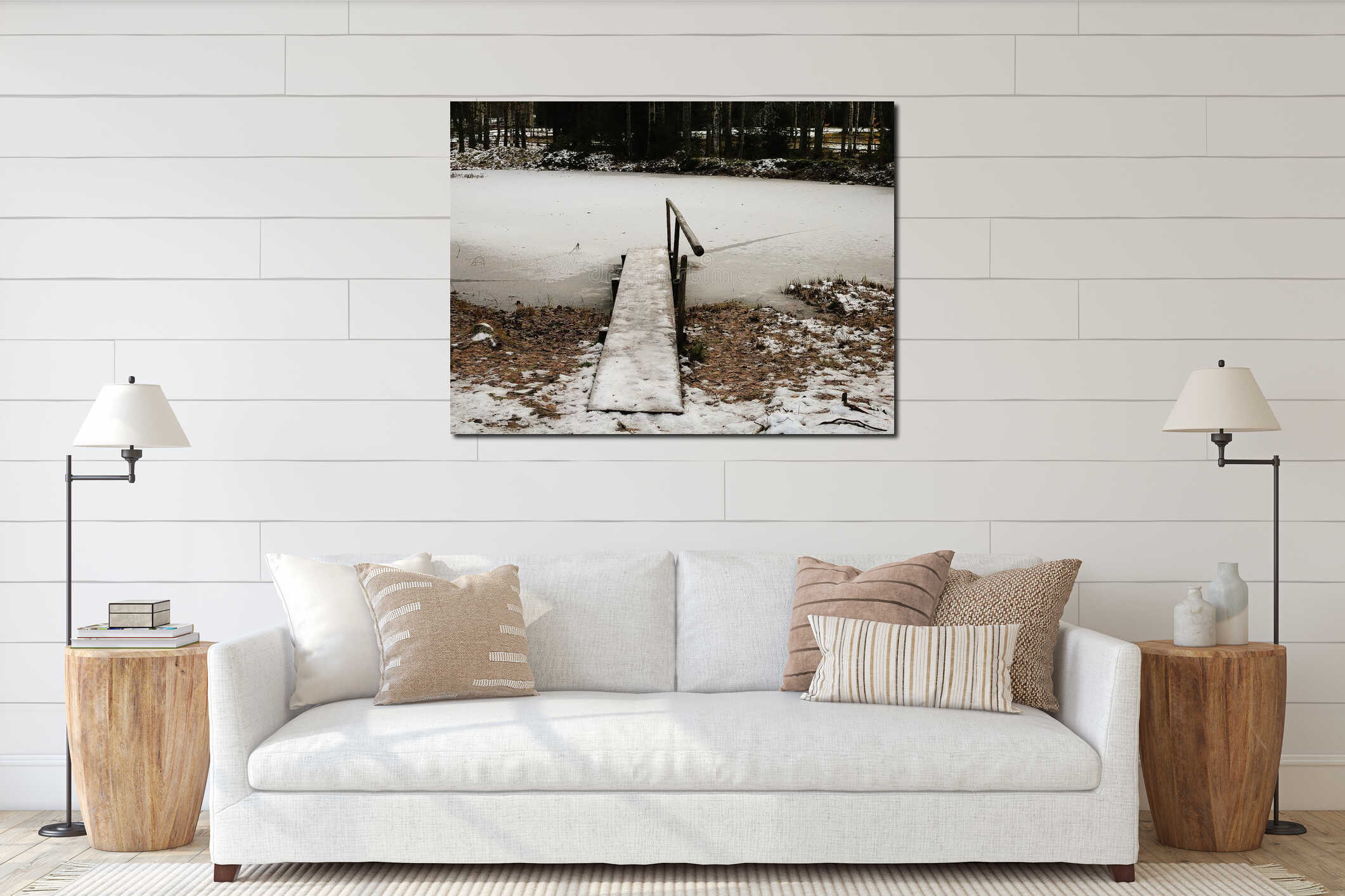Canvas hanging interior mockup