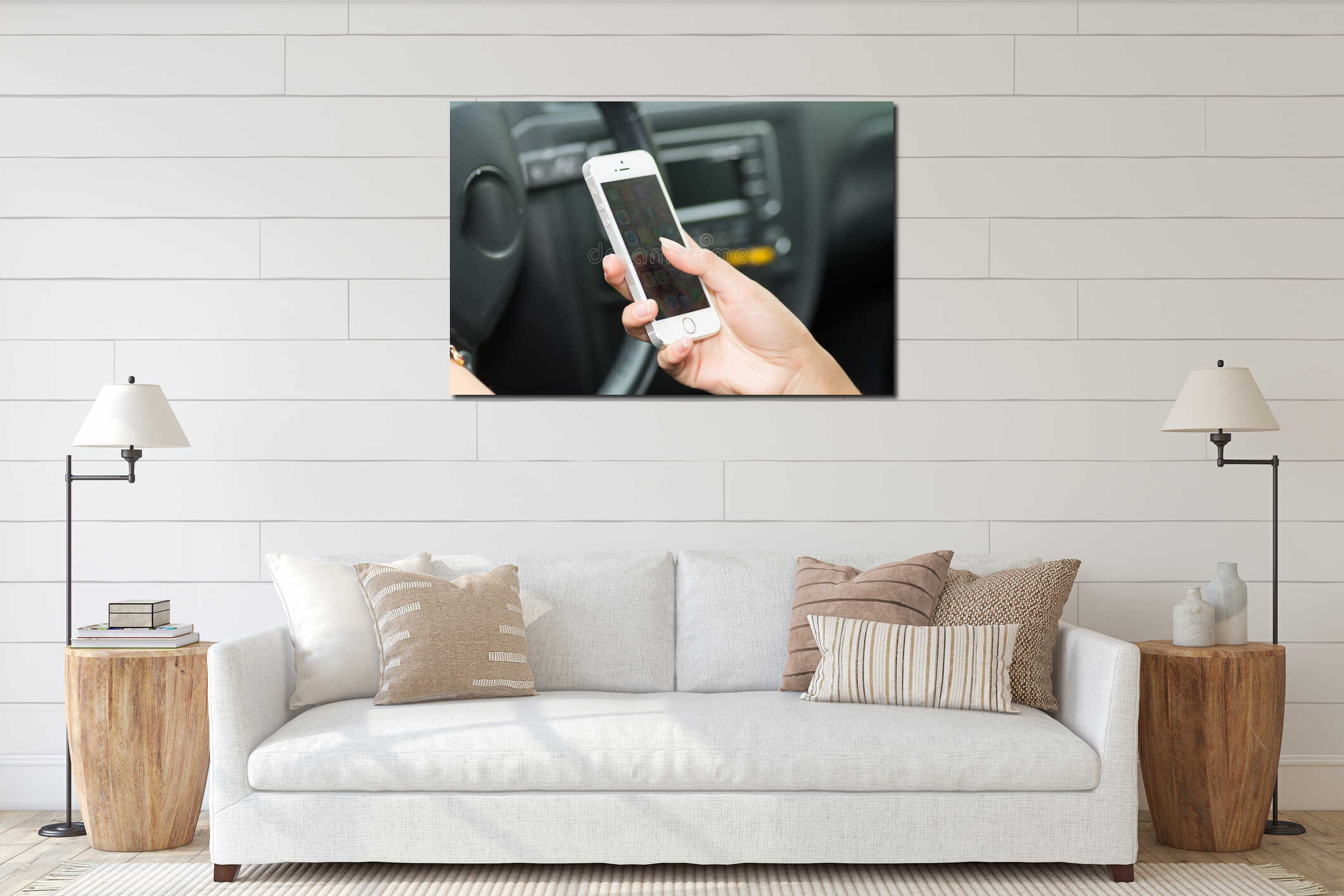 Canvas hanging interior mockup