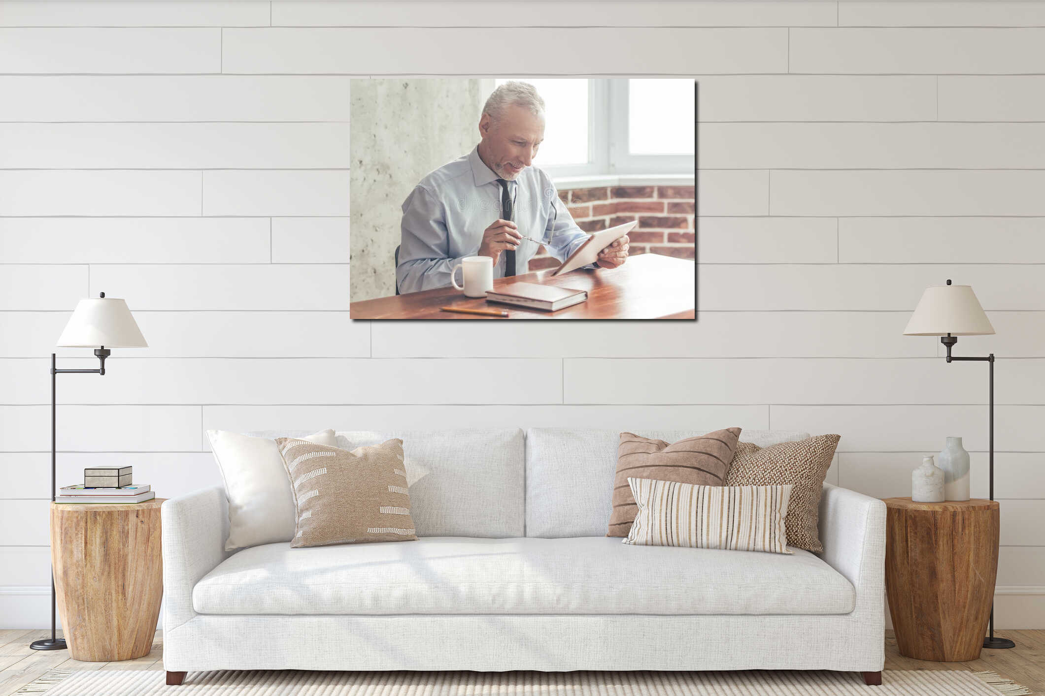 Canvas hanging interior mockup