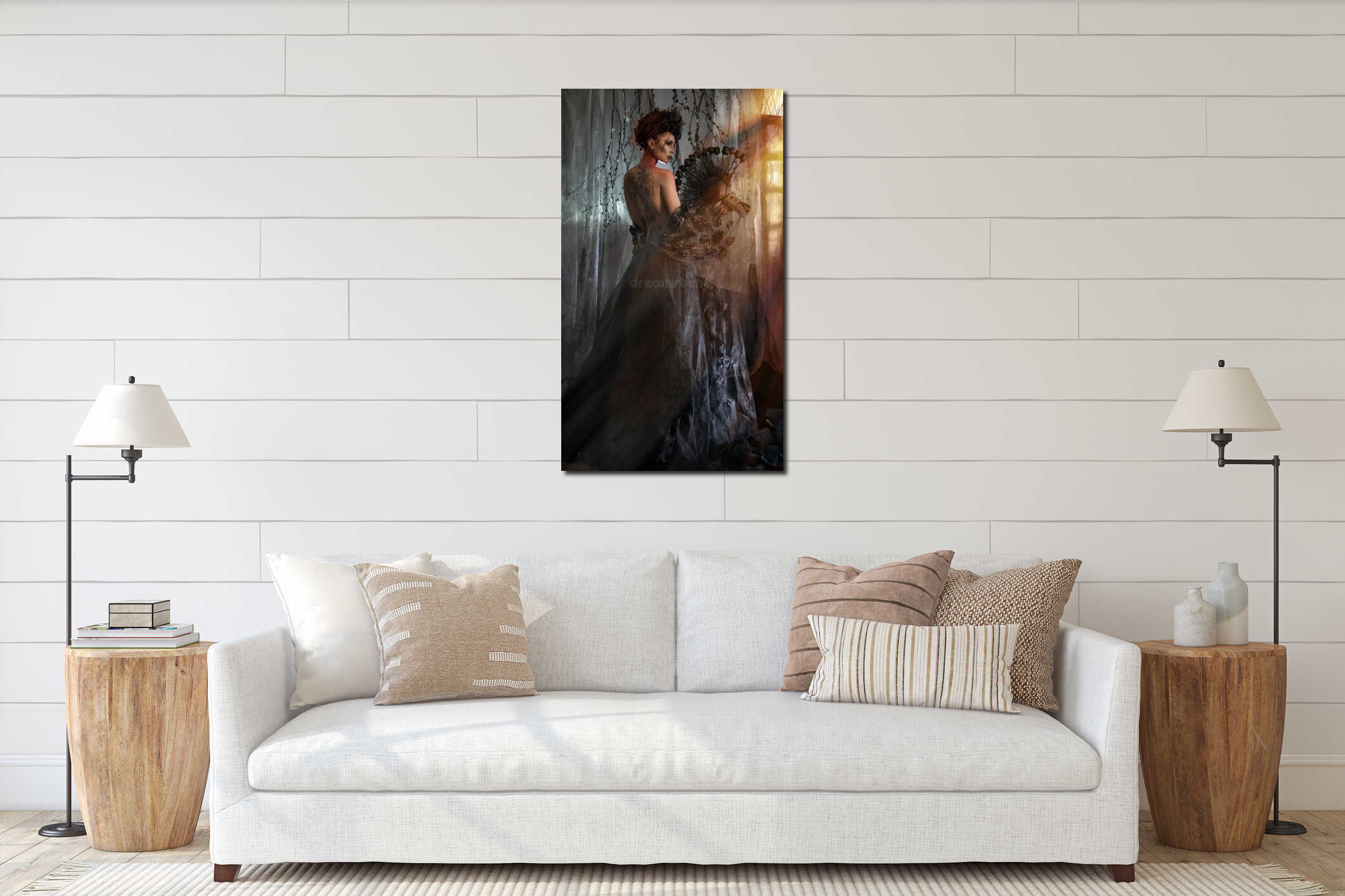Canvas hanging interior mockup