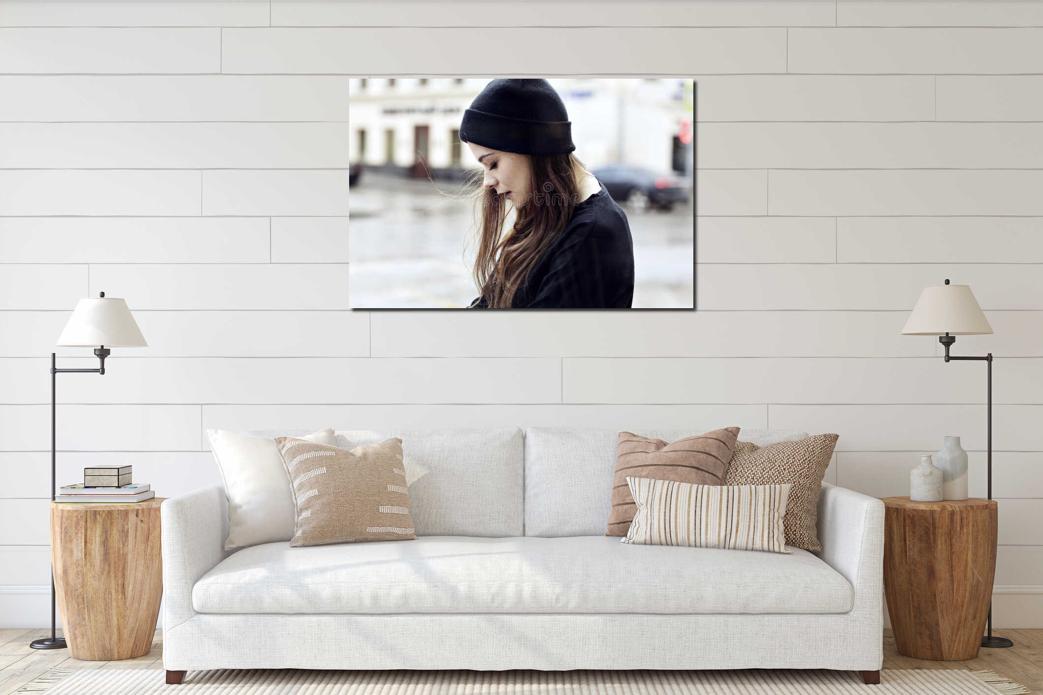 Canvas hanging interior mockup
