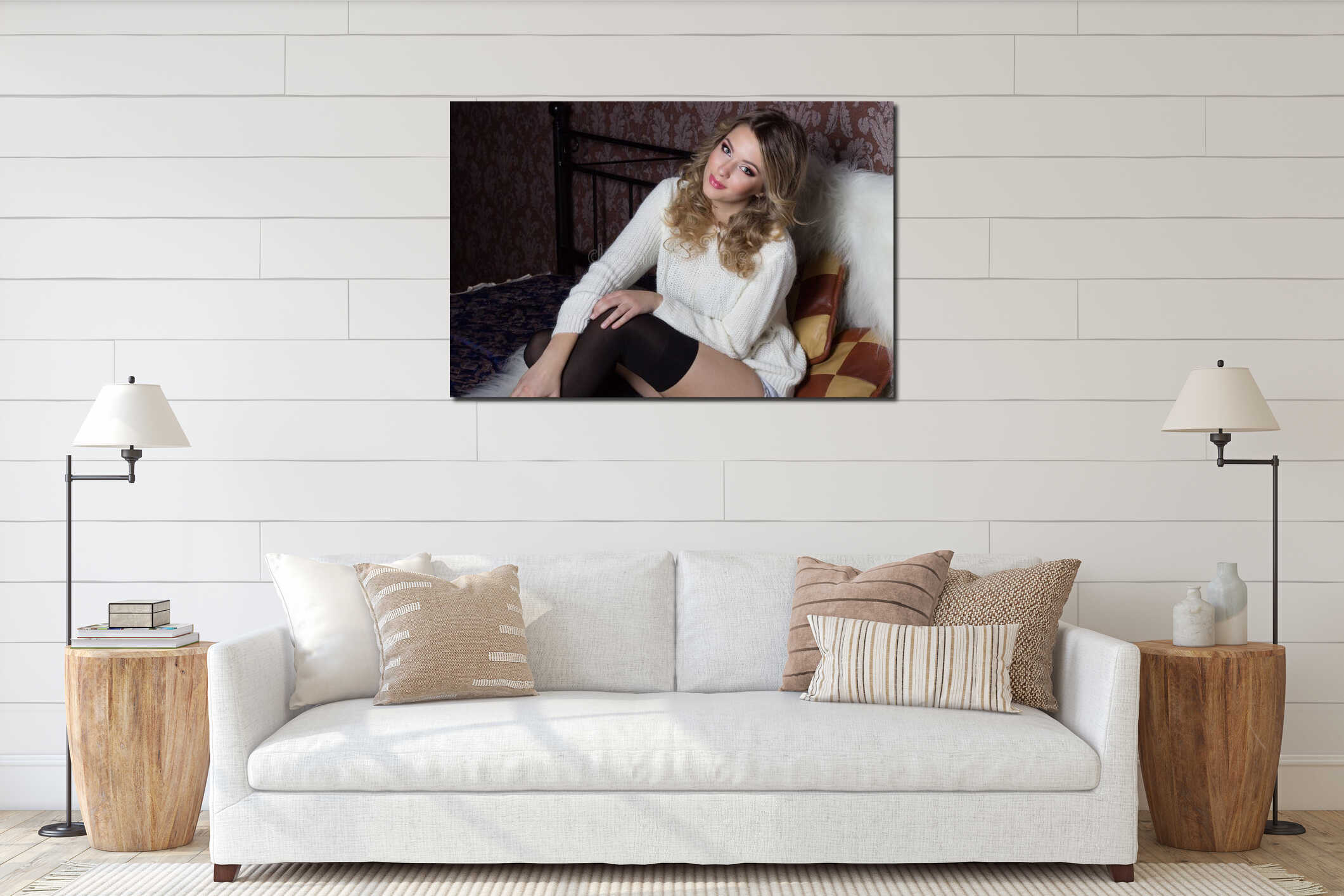 Canvas hanging interior mockup
