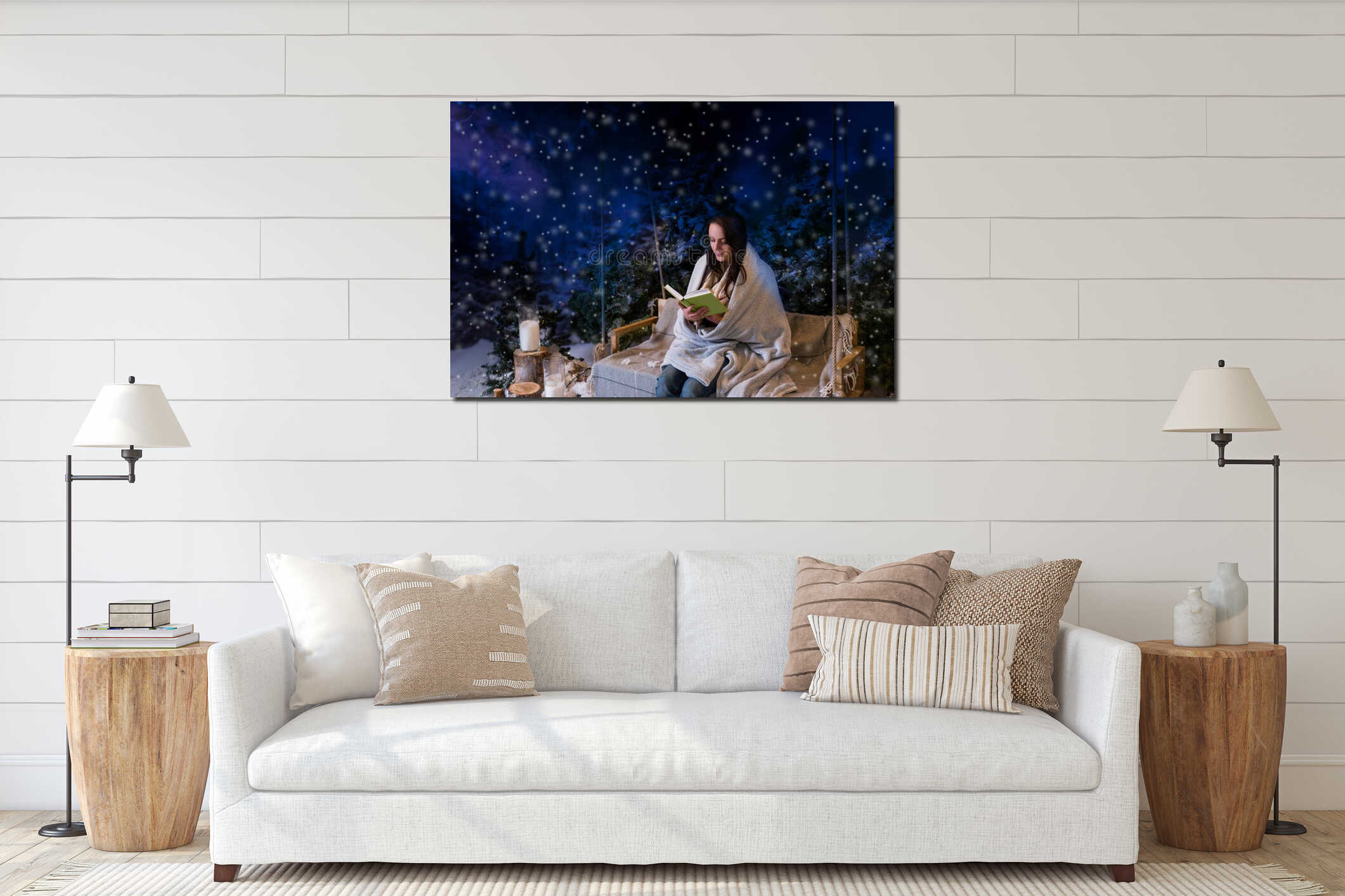 Canvas hanging interior mockup