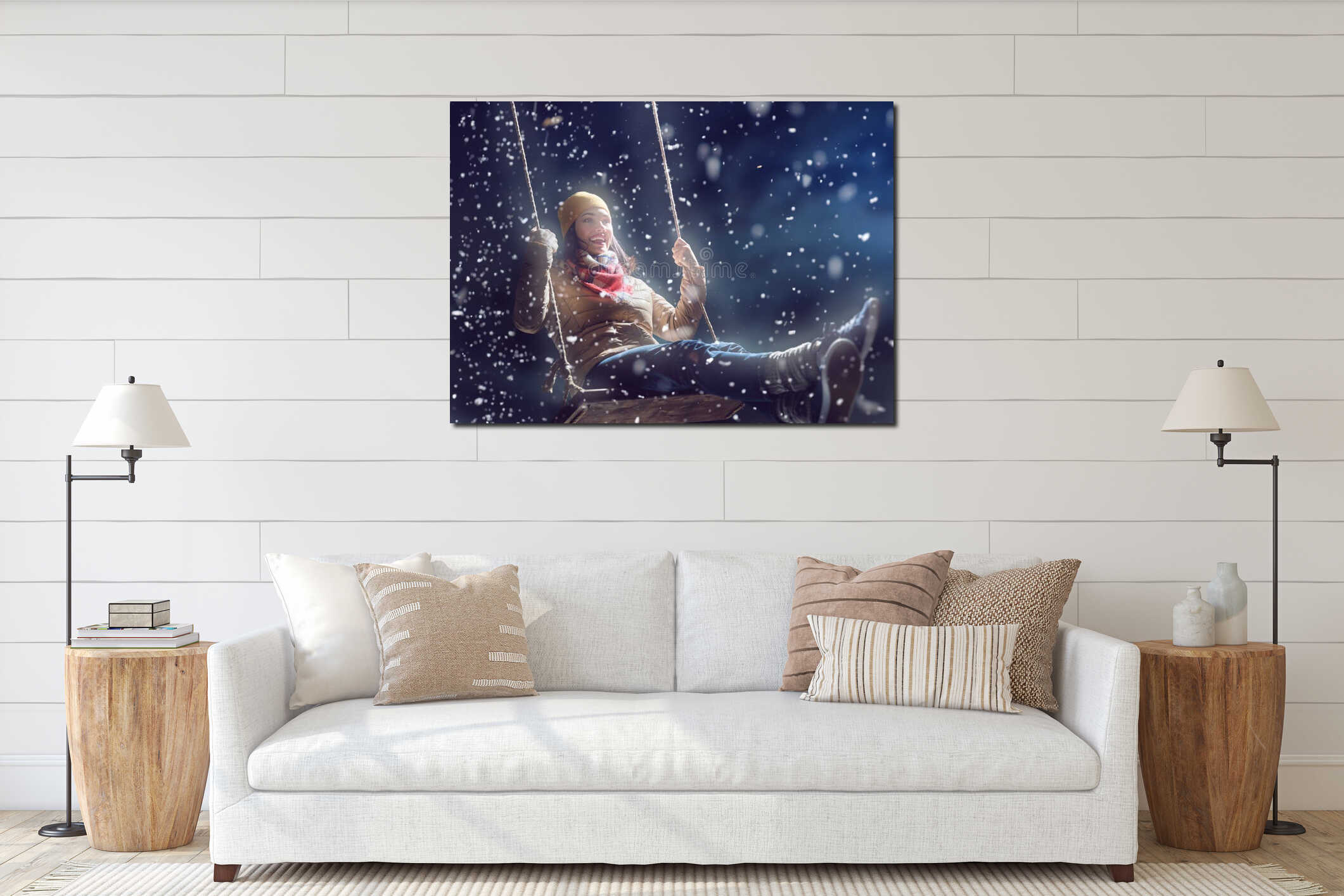 Canvas hanging interior mockup