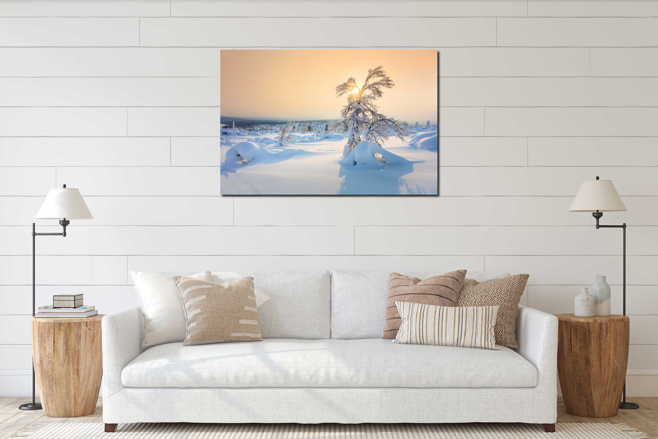 Canvas hanging interior mockup