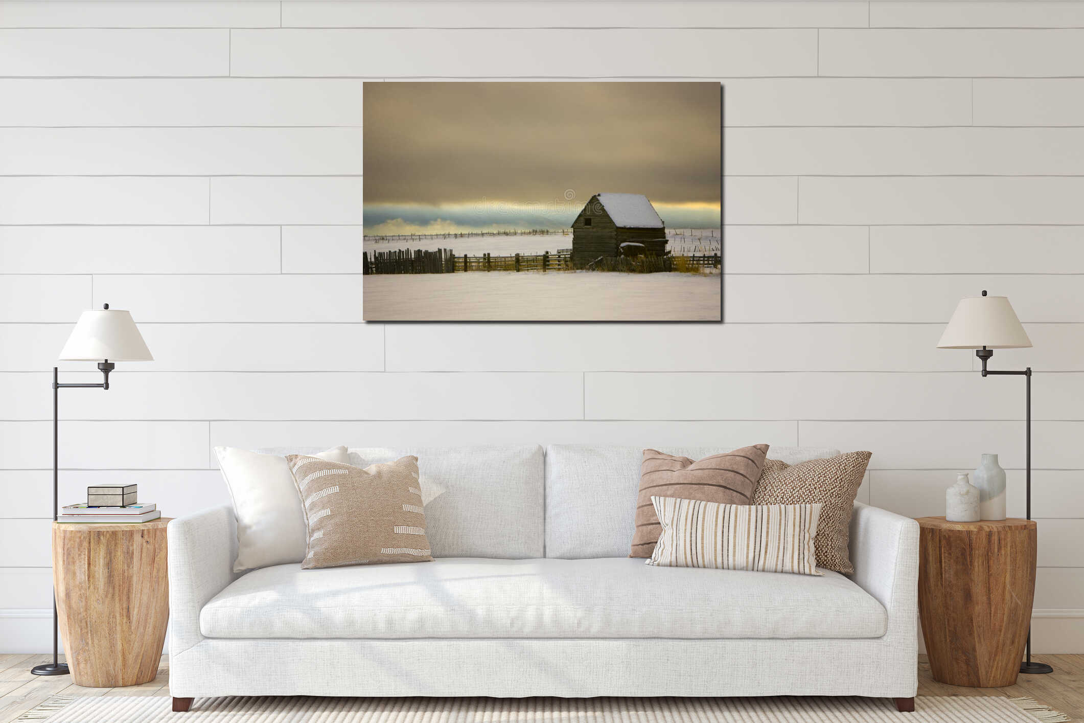 Canvas hanging interior mockup