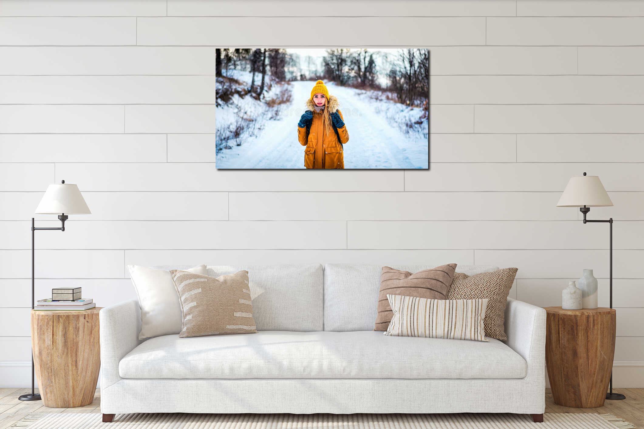 Canvas hanging interior mockup