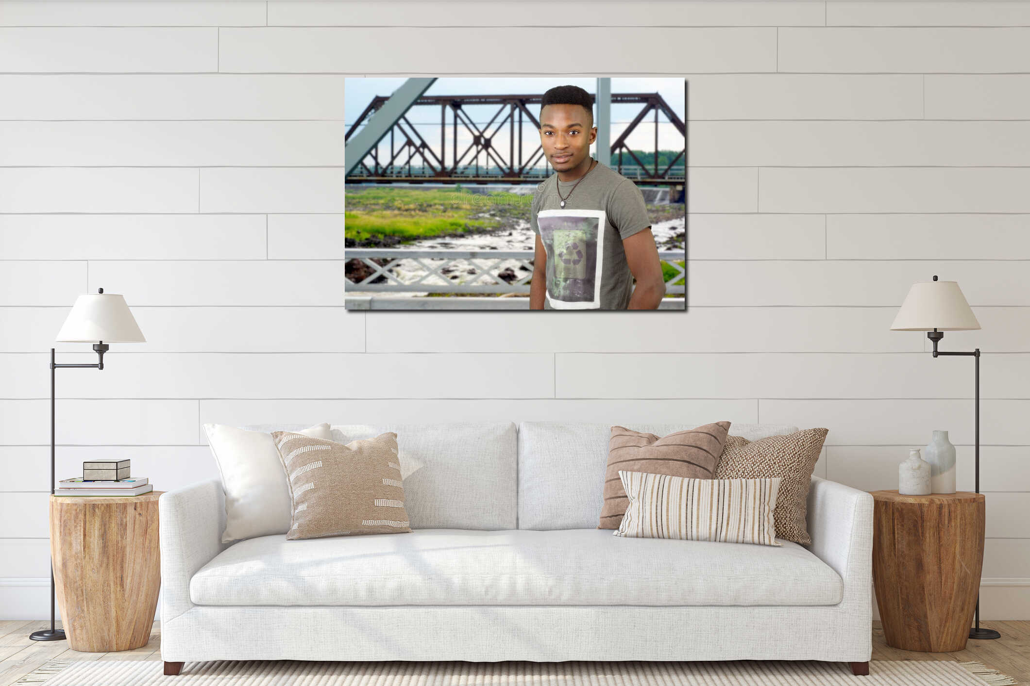 Canvas hanging interior mockup