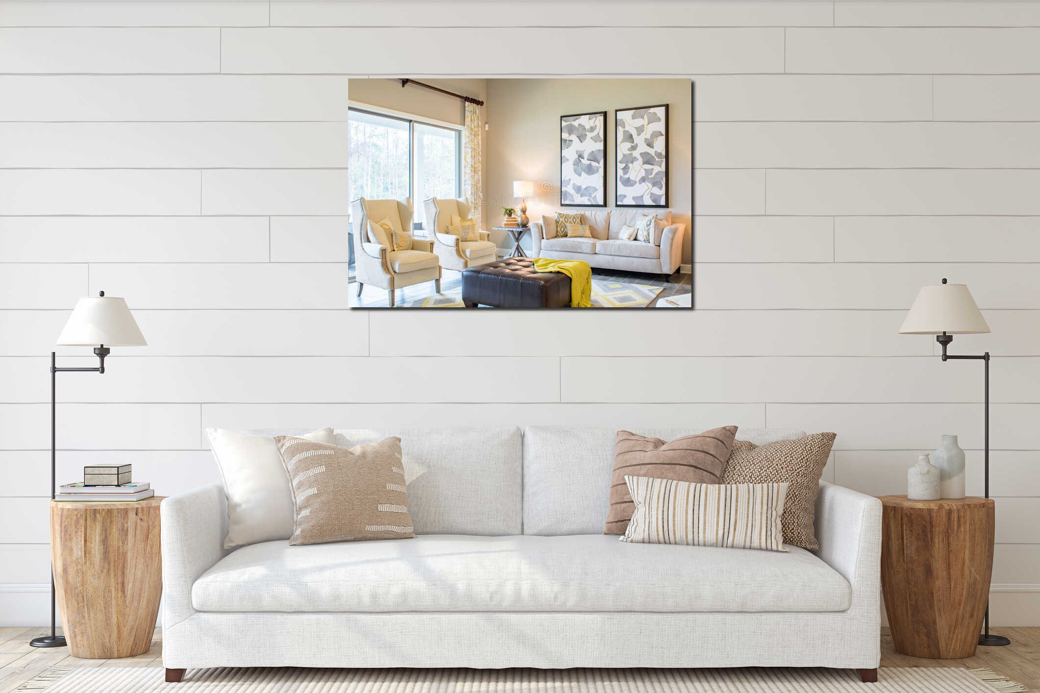 Canvas hanging interior mockup