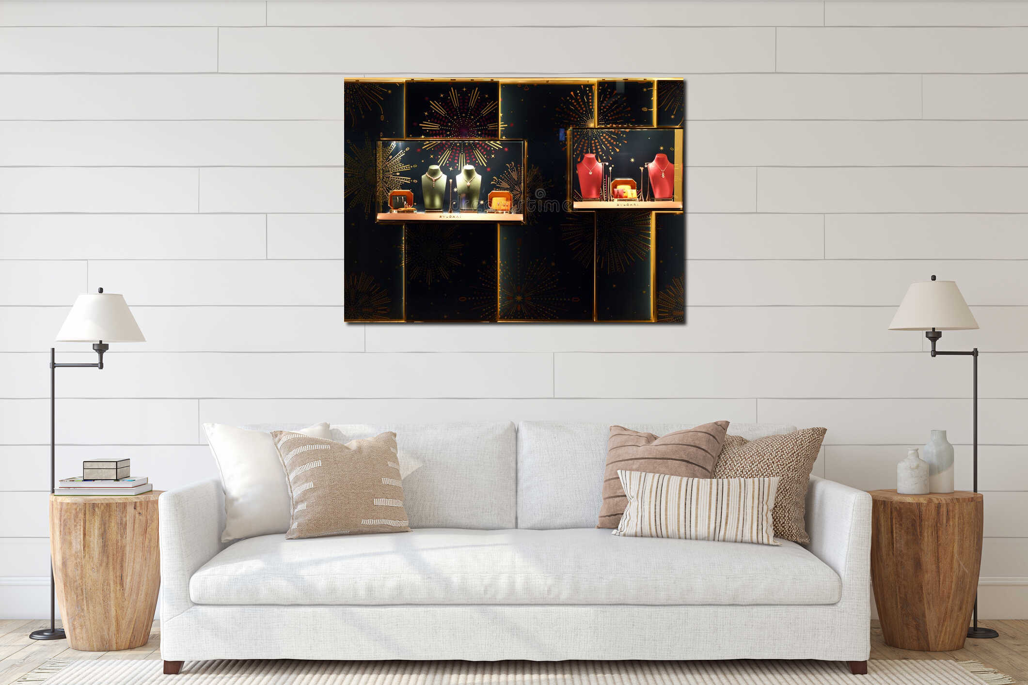 Canvas hanging interior mockup