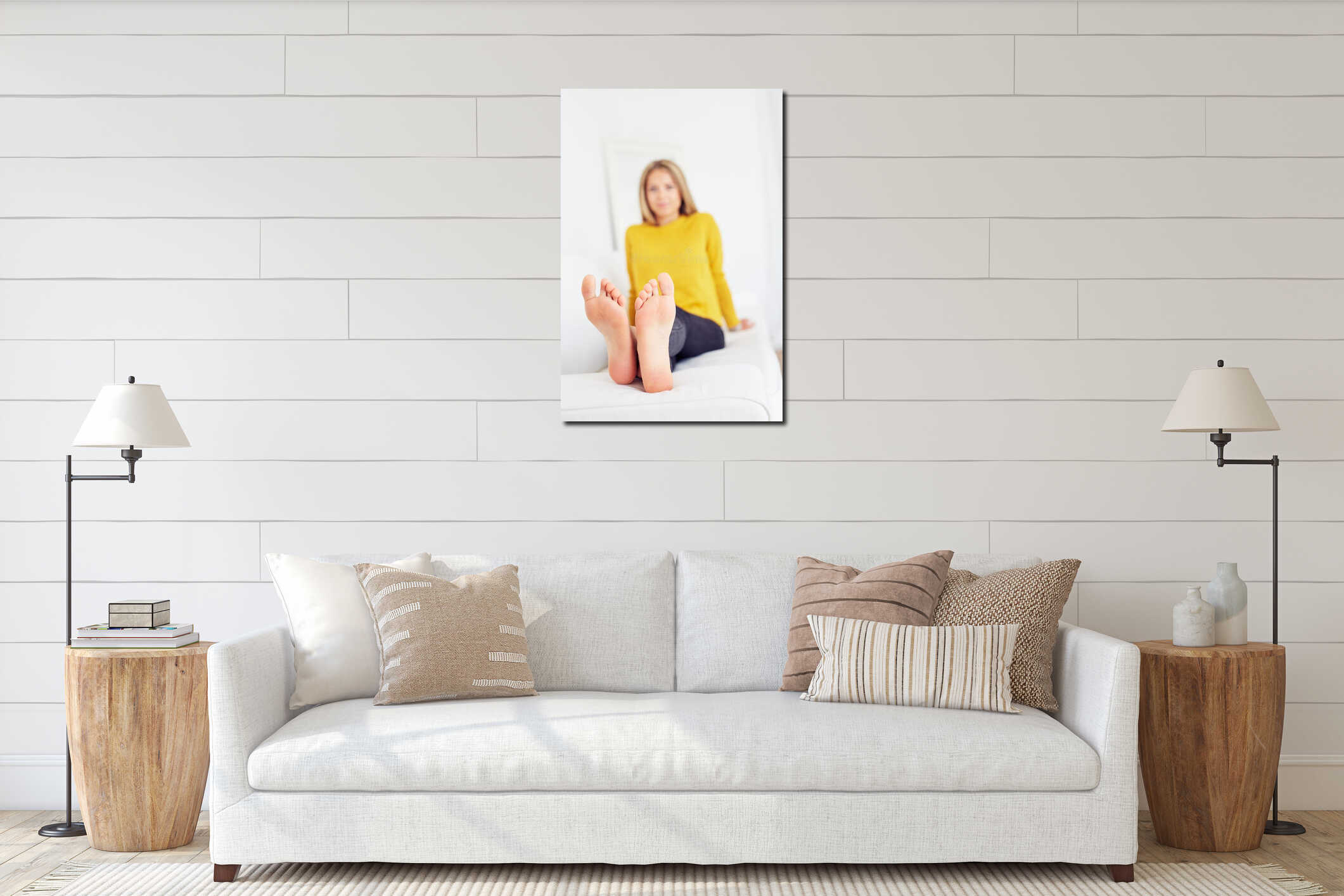 Canvas hanging interior mockup