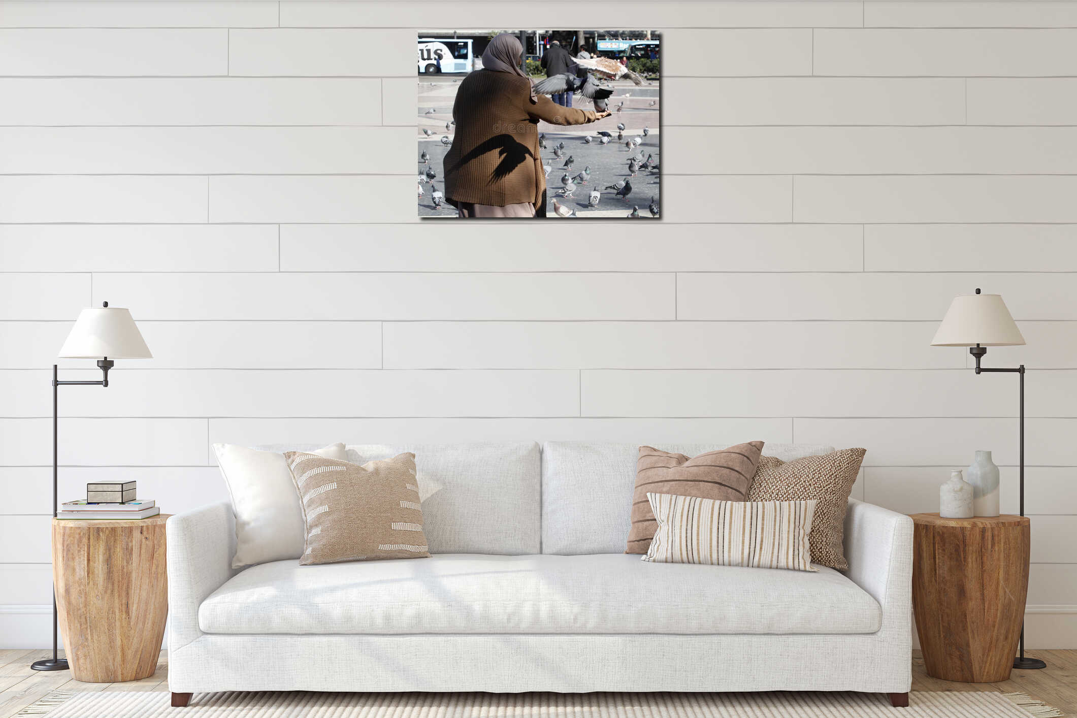 Canvas hanging interior mockup