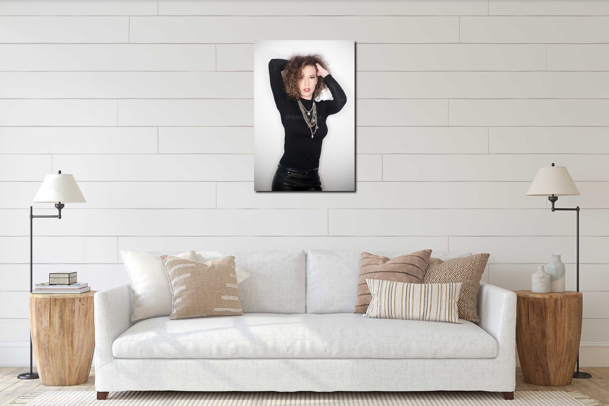 Canvas hanging interior mockup