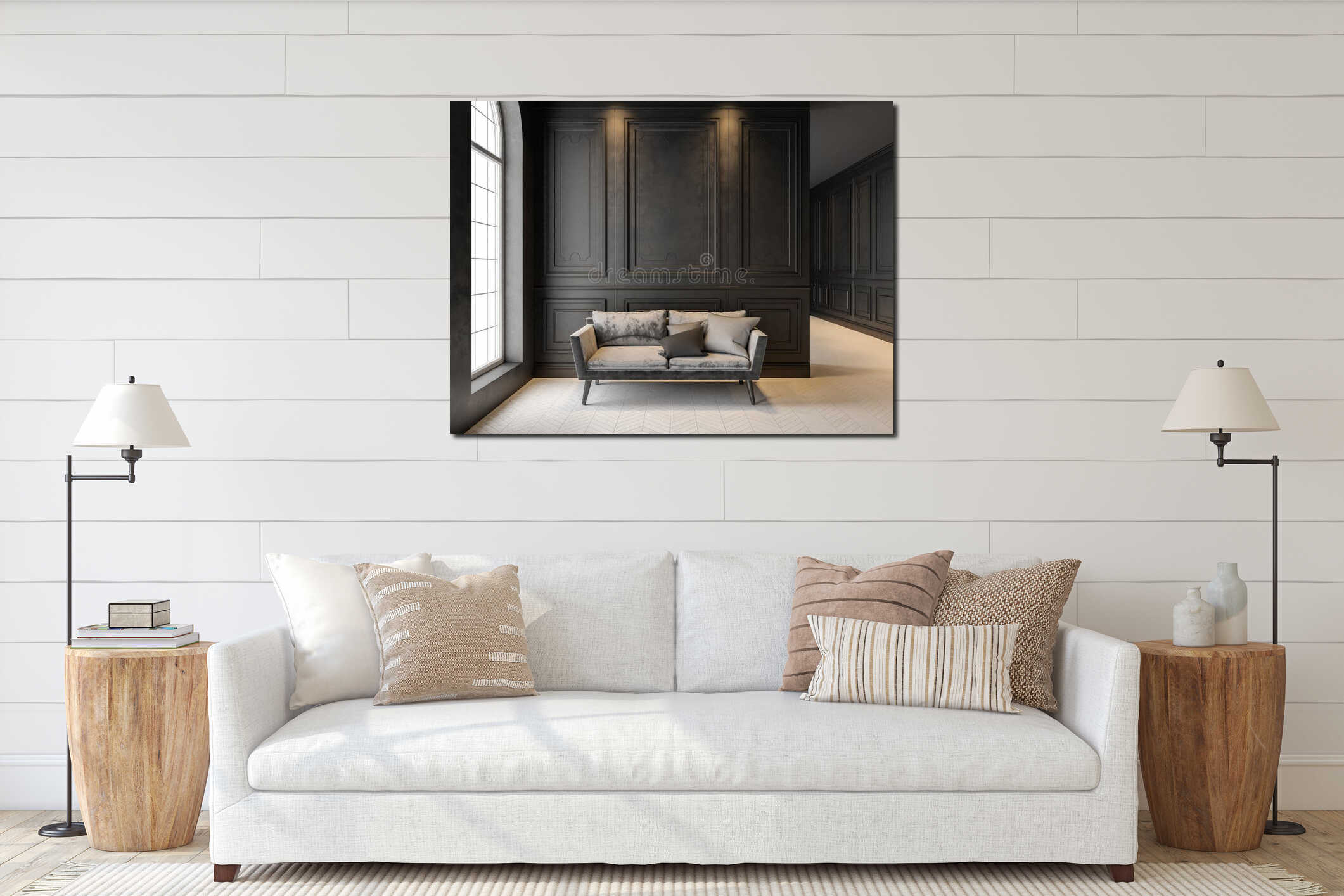 Canvas hanging interior mockup