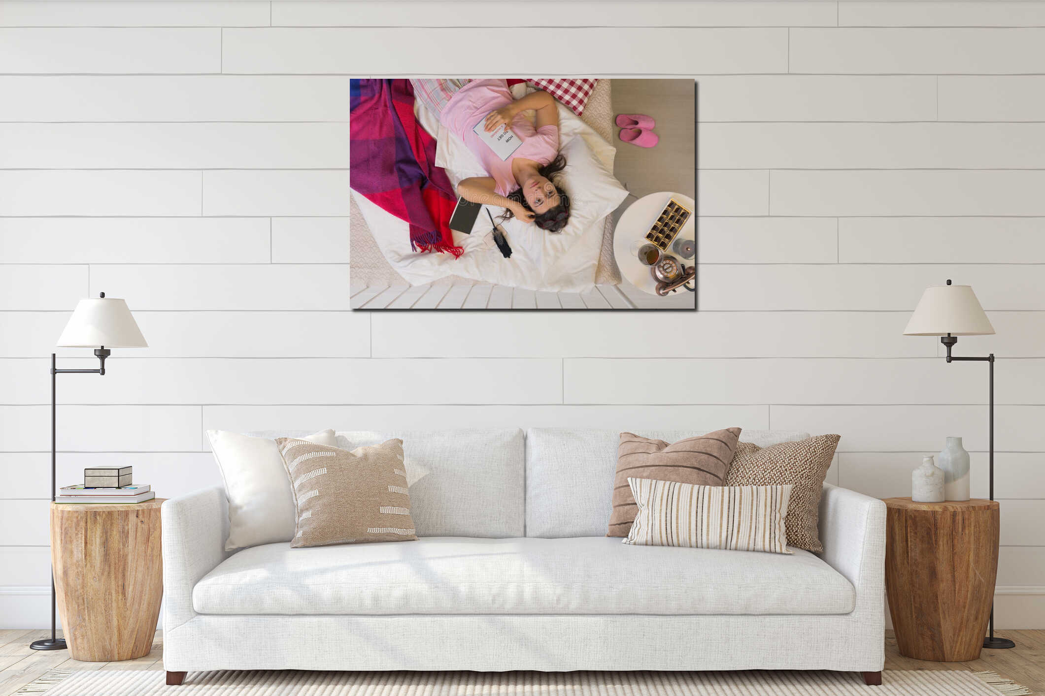 Canvas hanging interior mockup