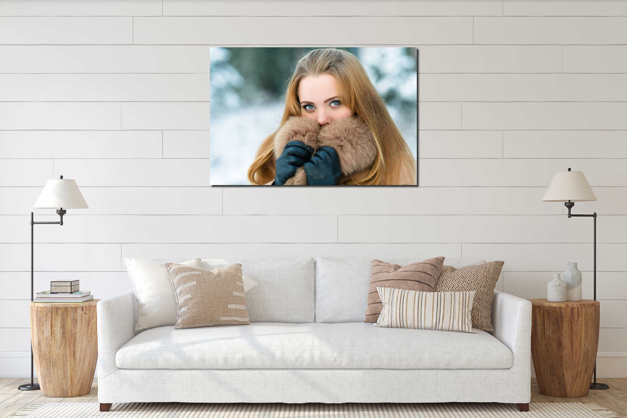 Canvas hanging interior mockup