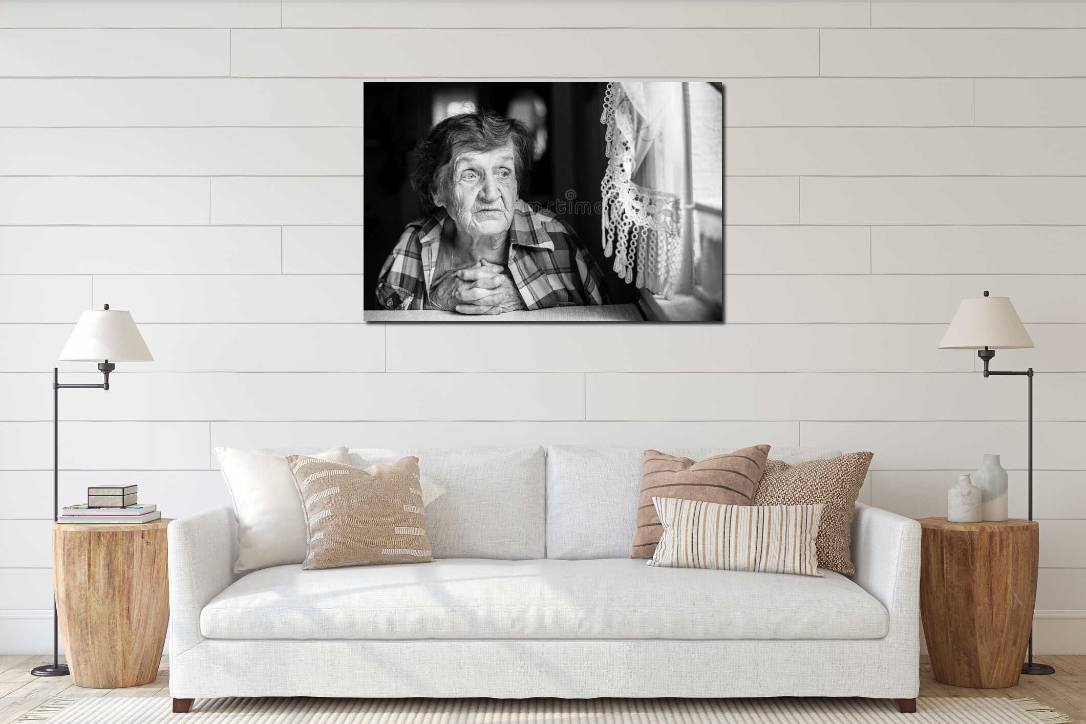 Canvas hanging interior mockup