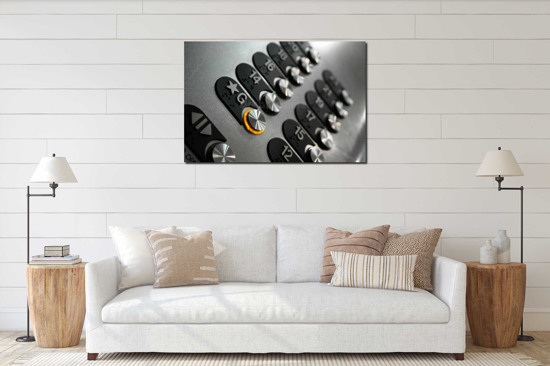 Canvas hanging interior mockup