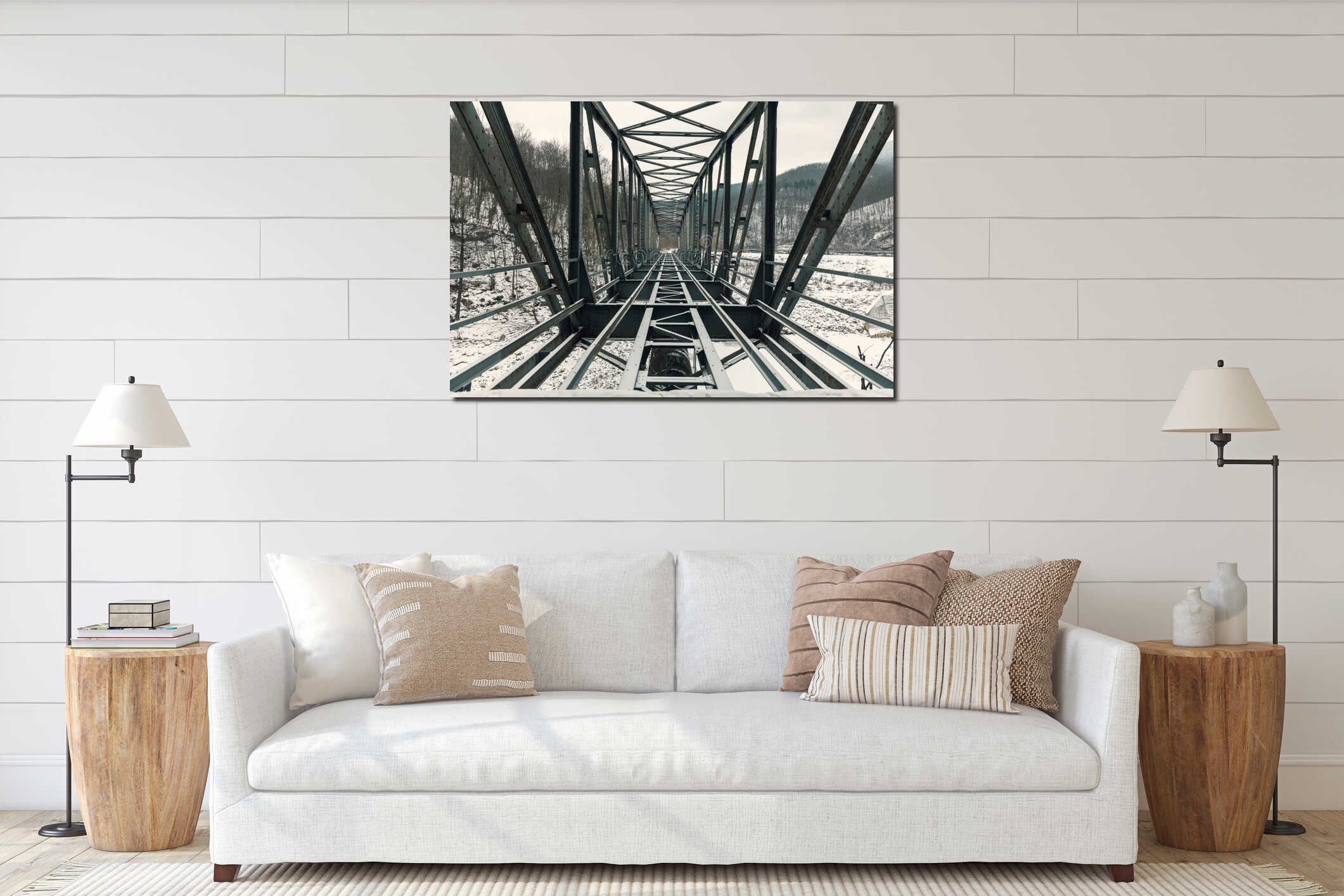 Canvas hanging interior mockup