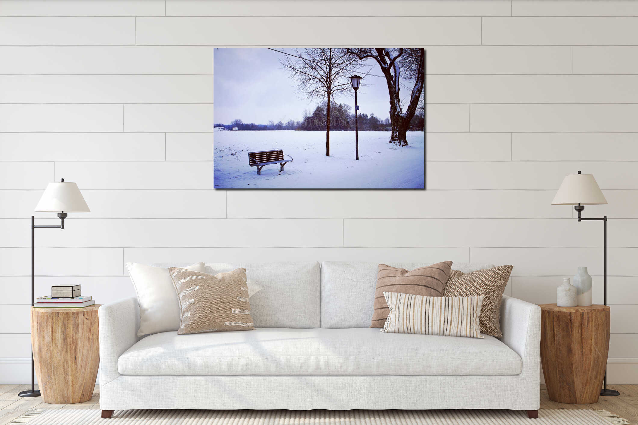Canvas hanging interior mockup
