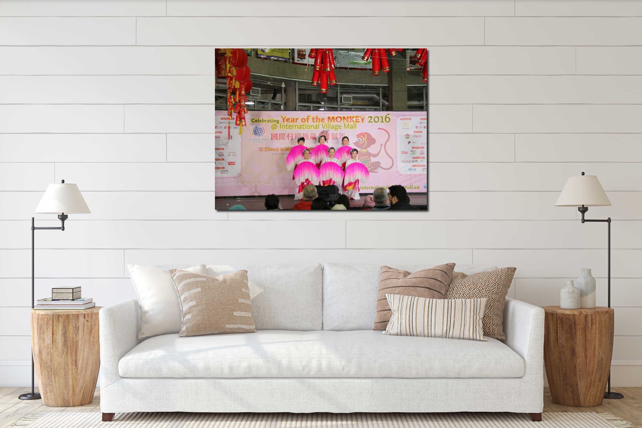 Canvas hanging interior mockup