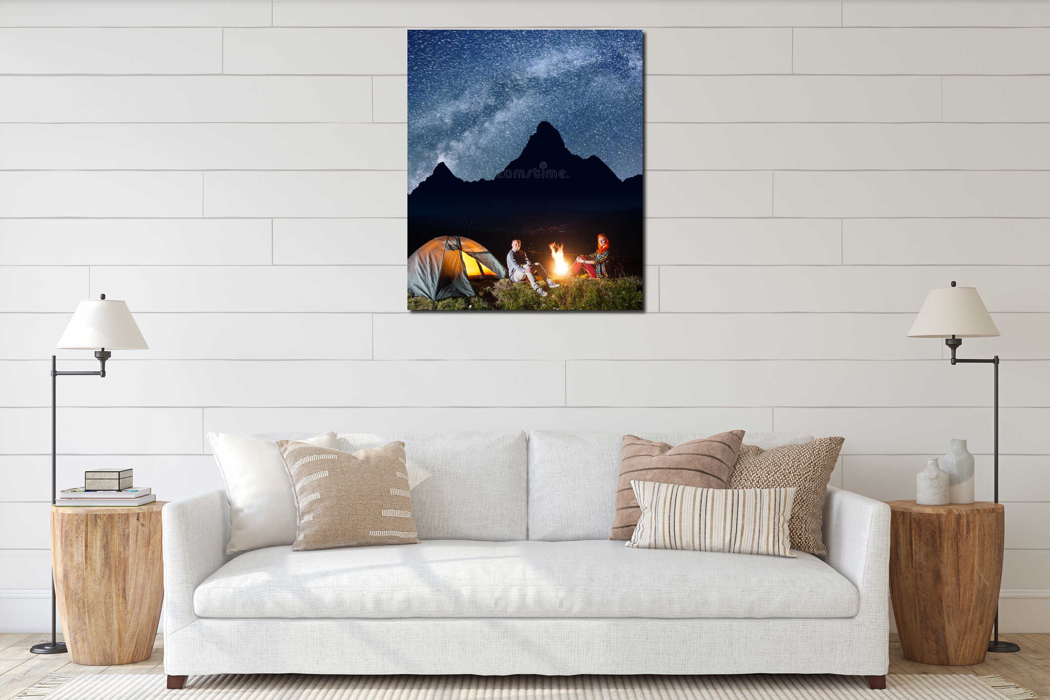 Canvas hanging interior mockup