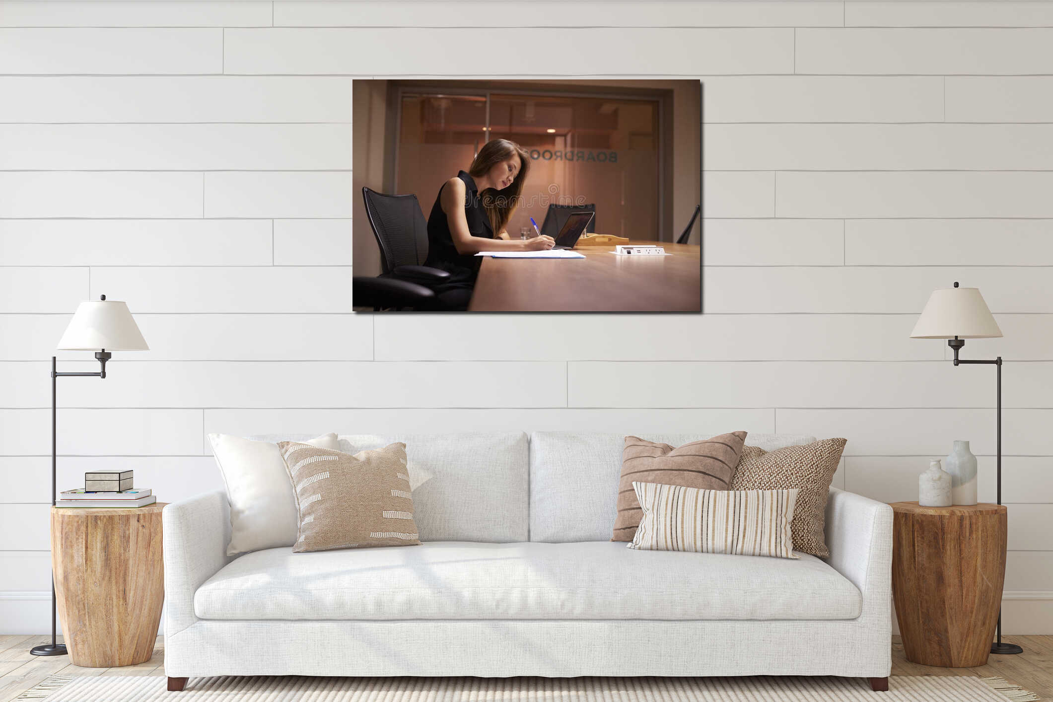 Canvas hanging interior mockup