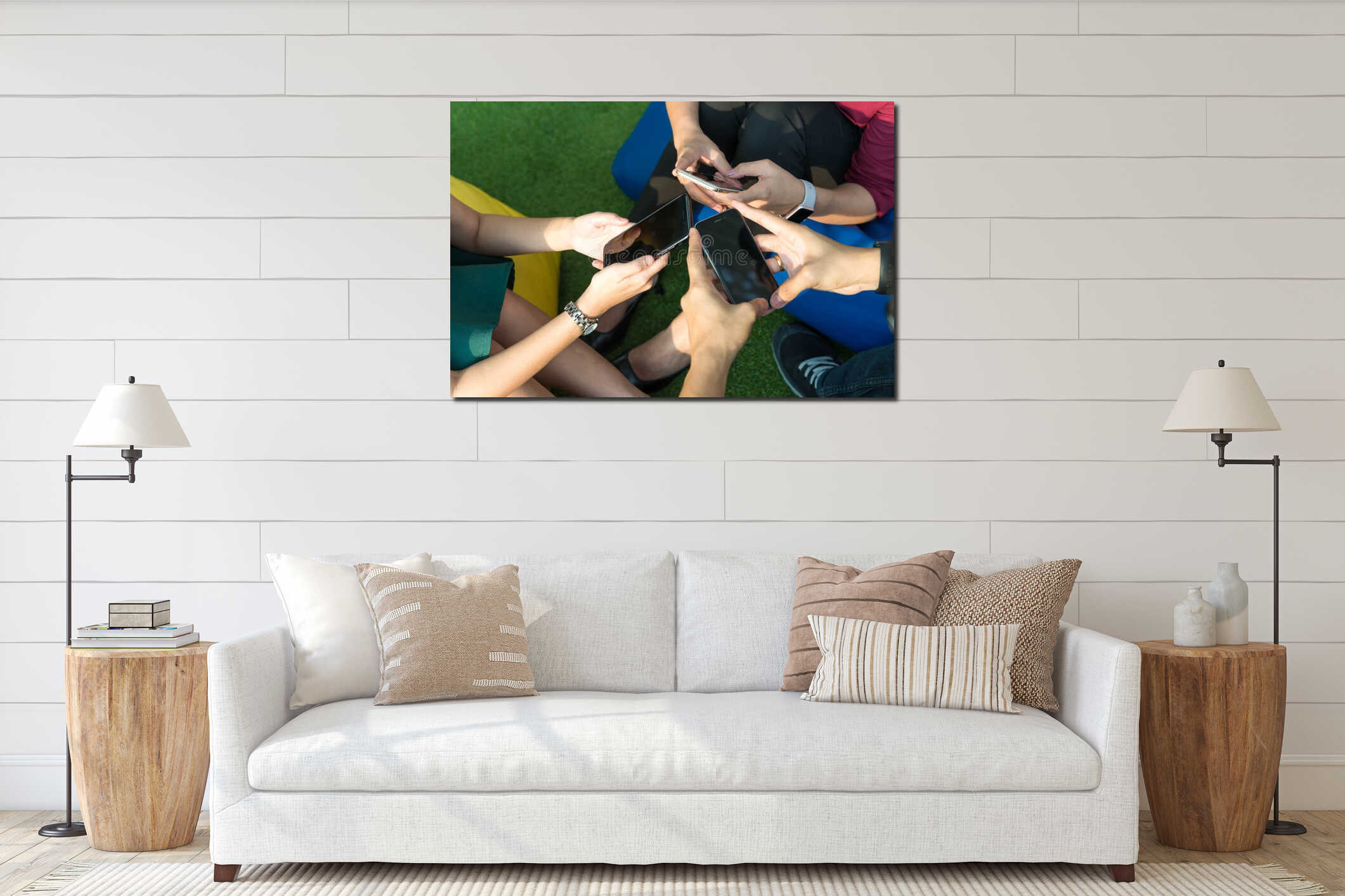 Canvas hanging interior mockup