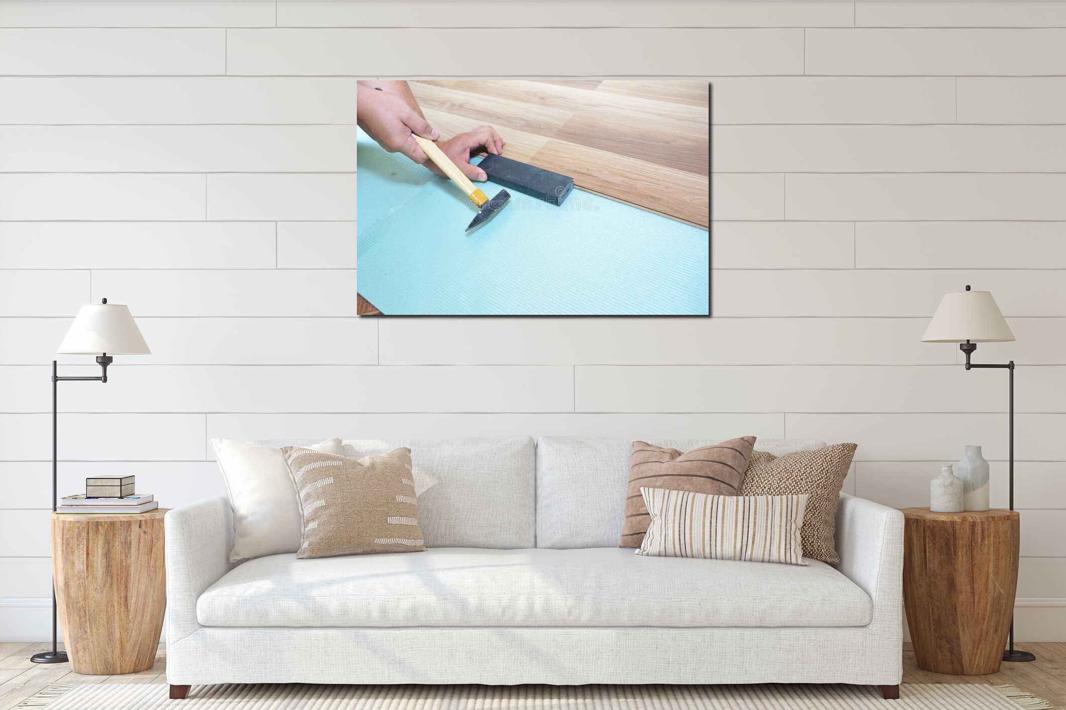 Canvas hanging interior mockup