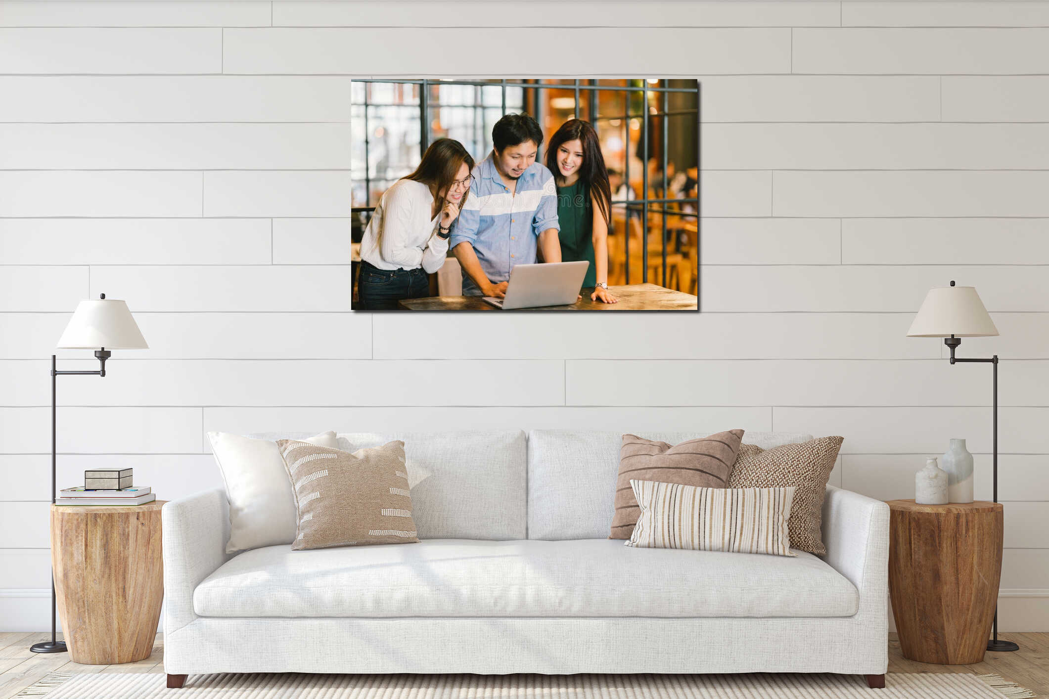 Canvas hanging interior mockup