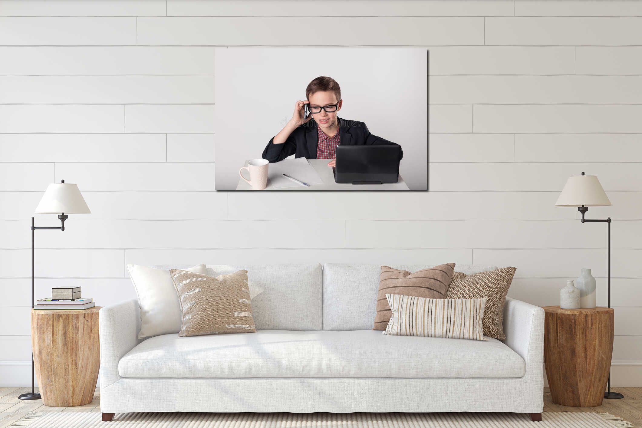 Canvas hanging interior mockup