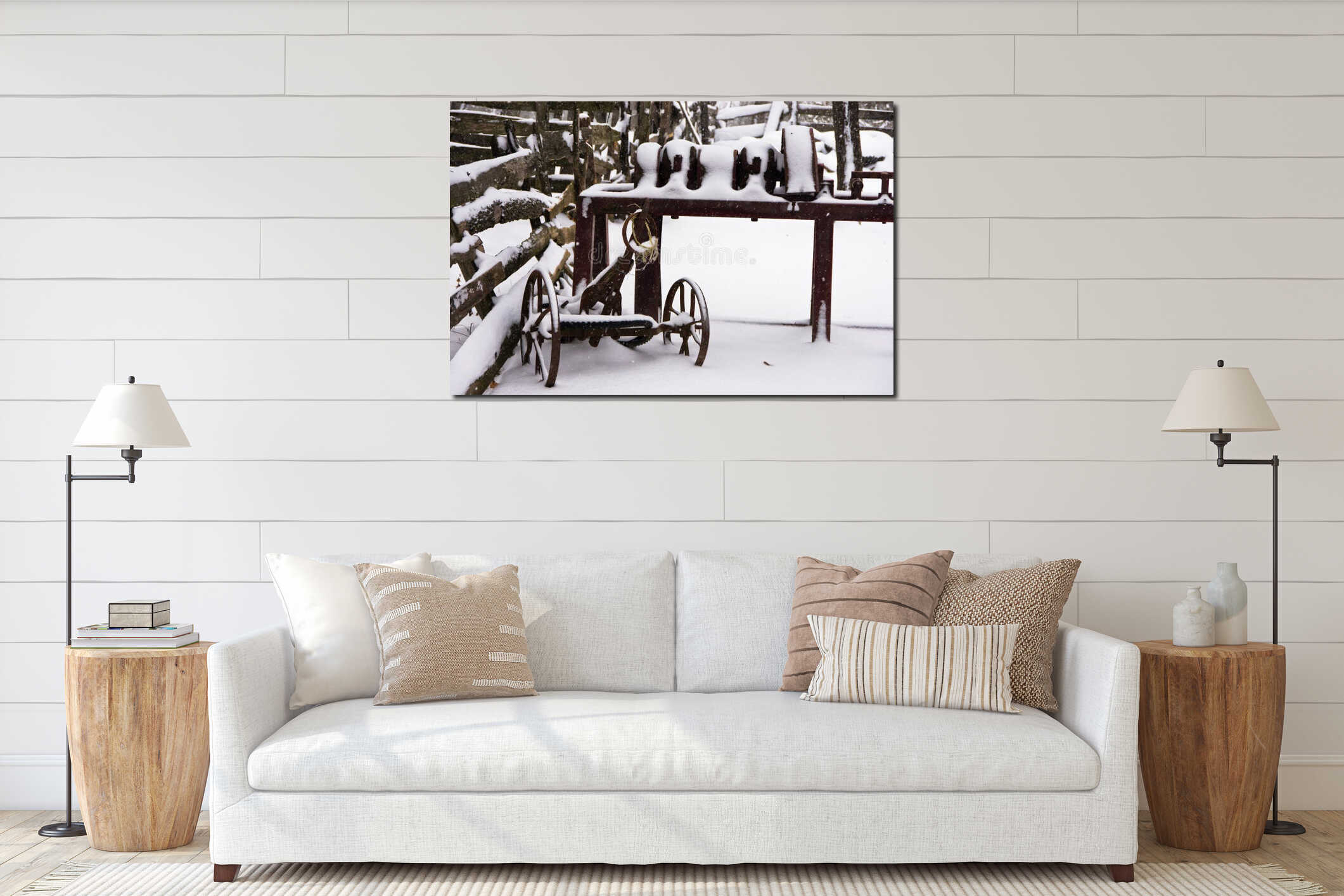 Canvas hanging interior mockup