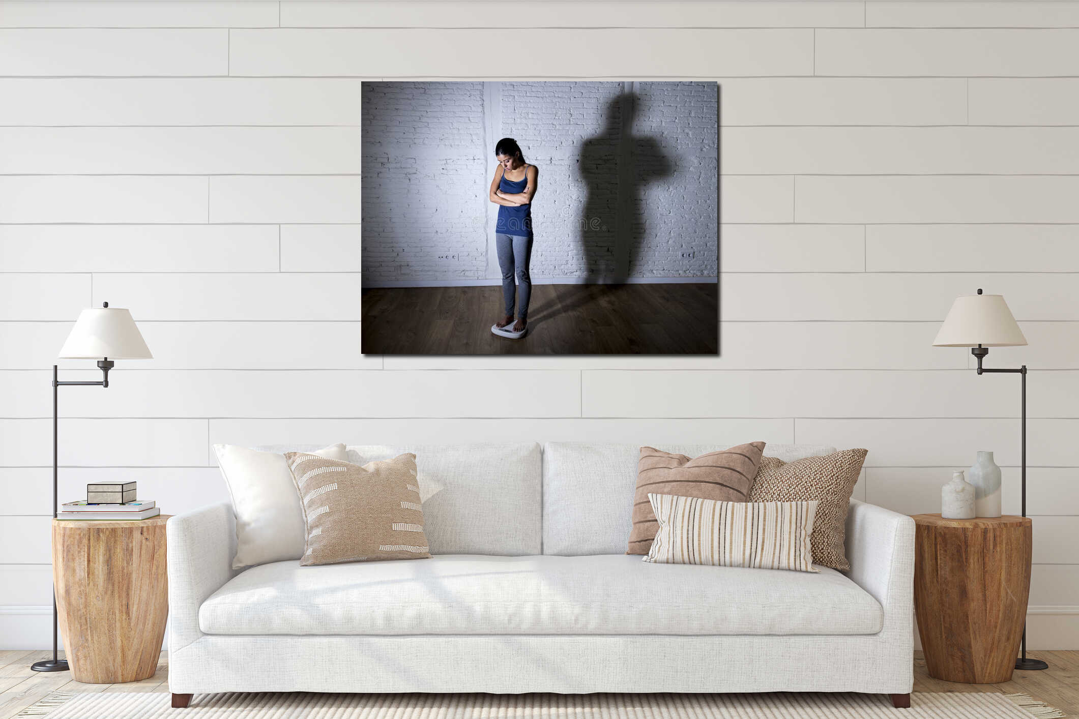 Canvas hanging interior mockup