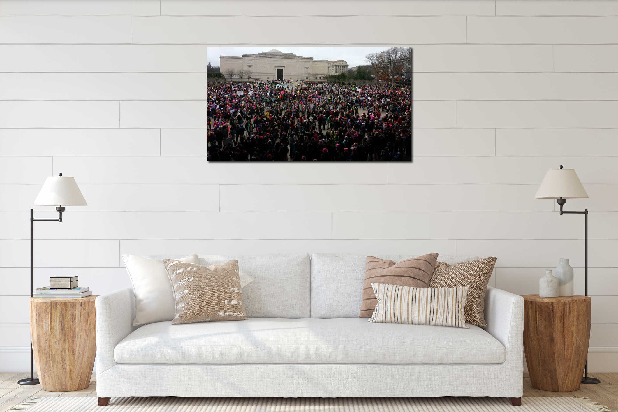 Canvas hanging interior mockup