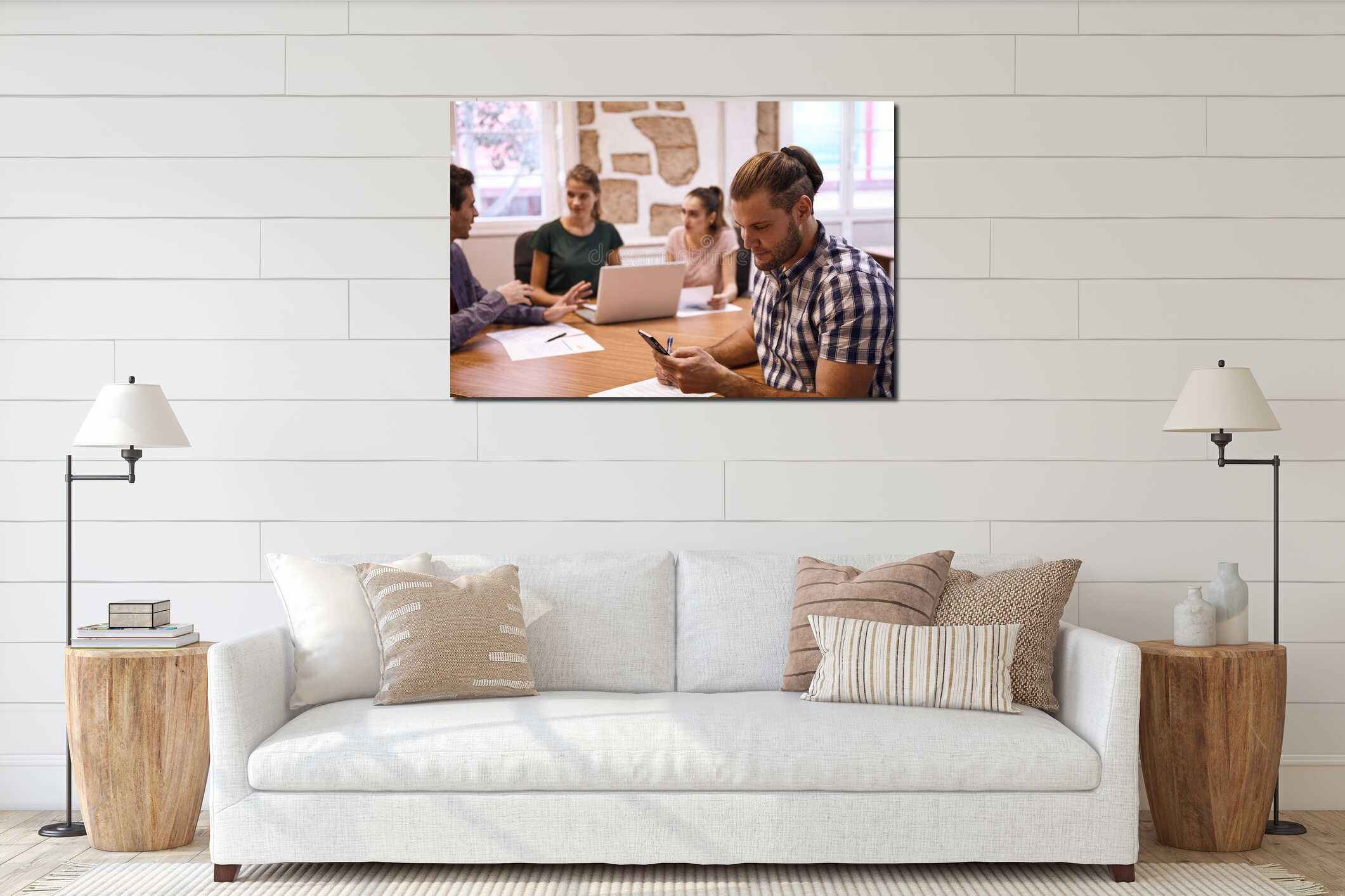 Canvas hanging interior mockup