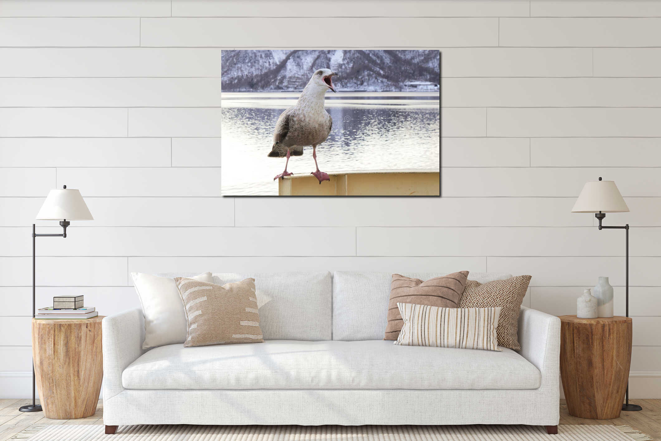 Canvas hanging interior mockup
