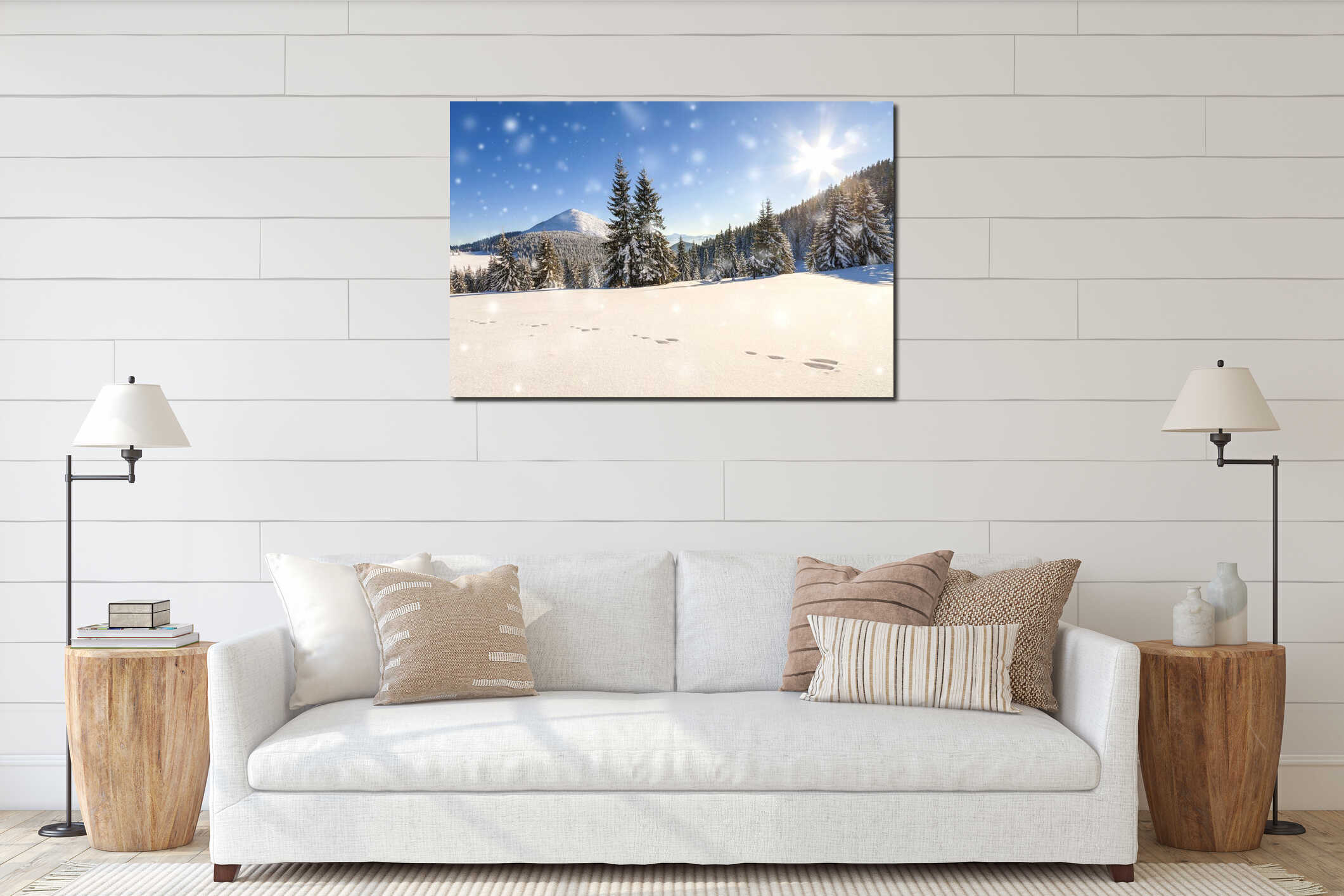 Canvas hanging interior mockup