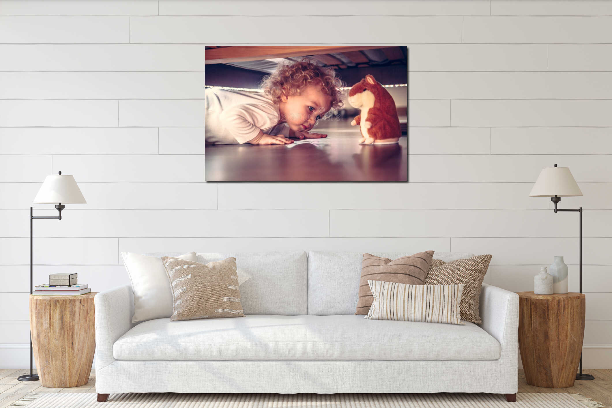 Canvas hanging interior mockup