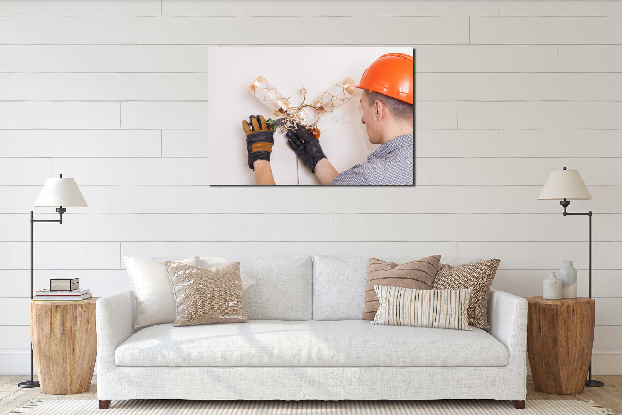 Canvas hanging interior mockup