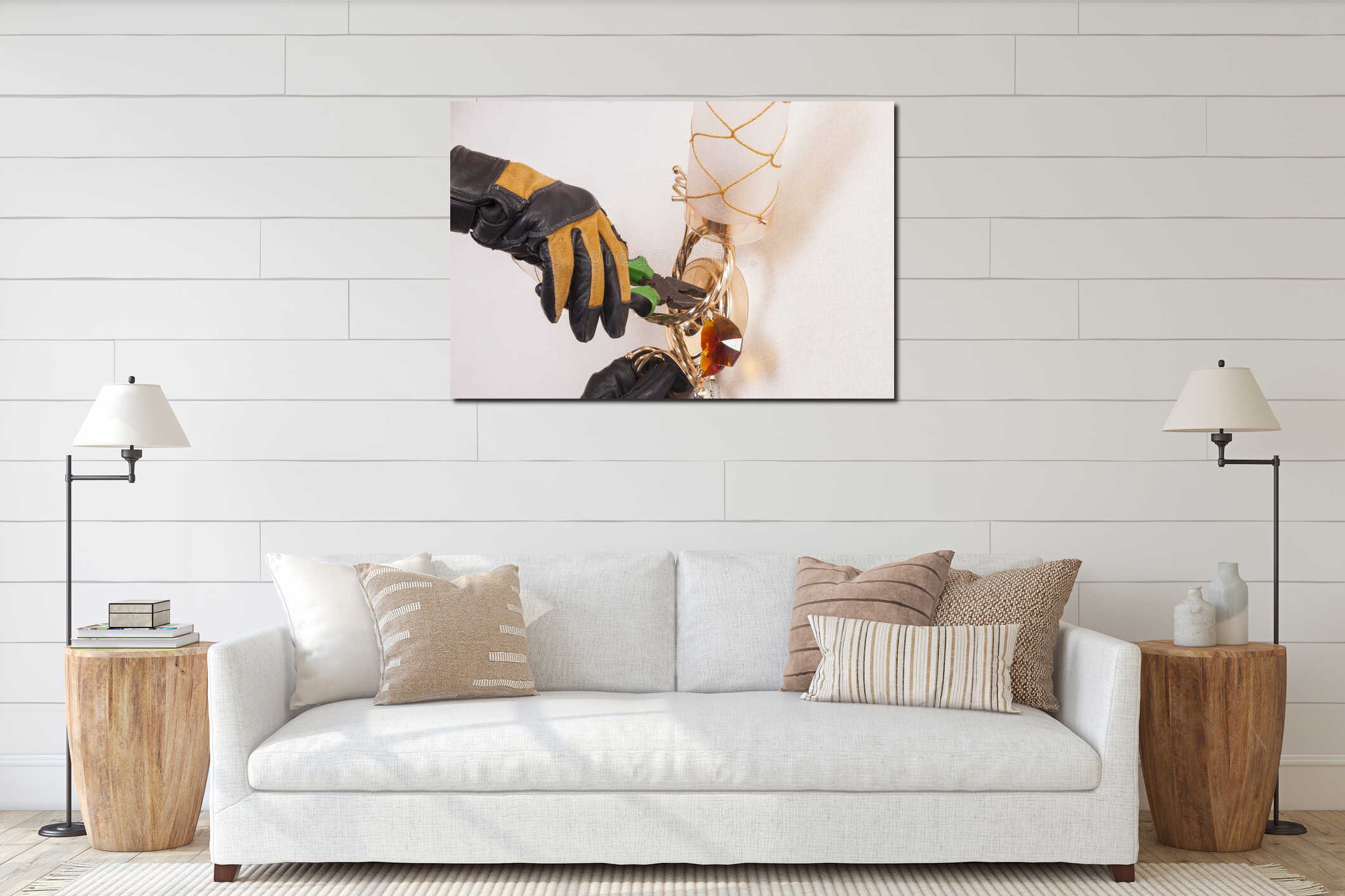 Canvas hanging interior mockup