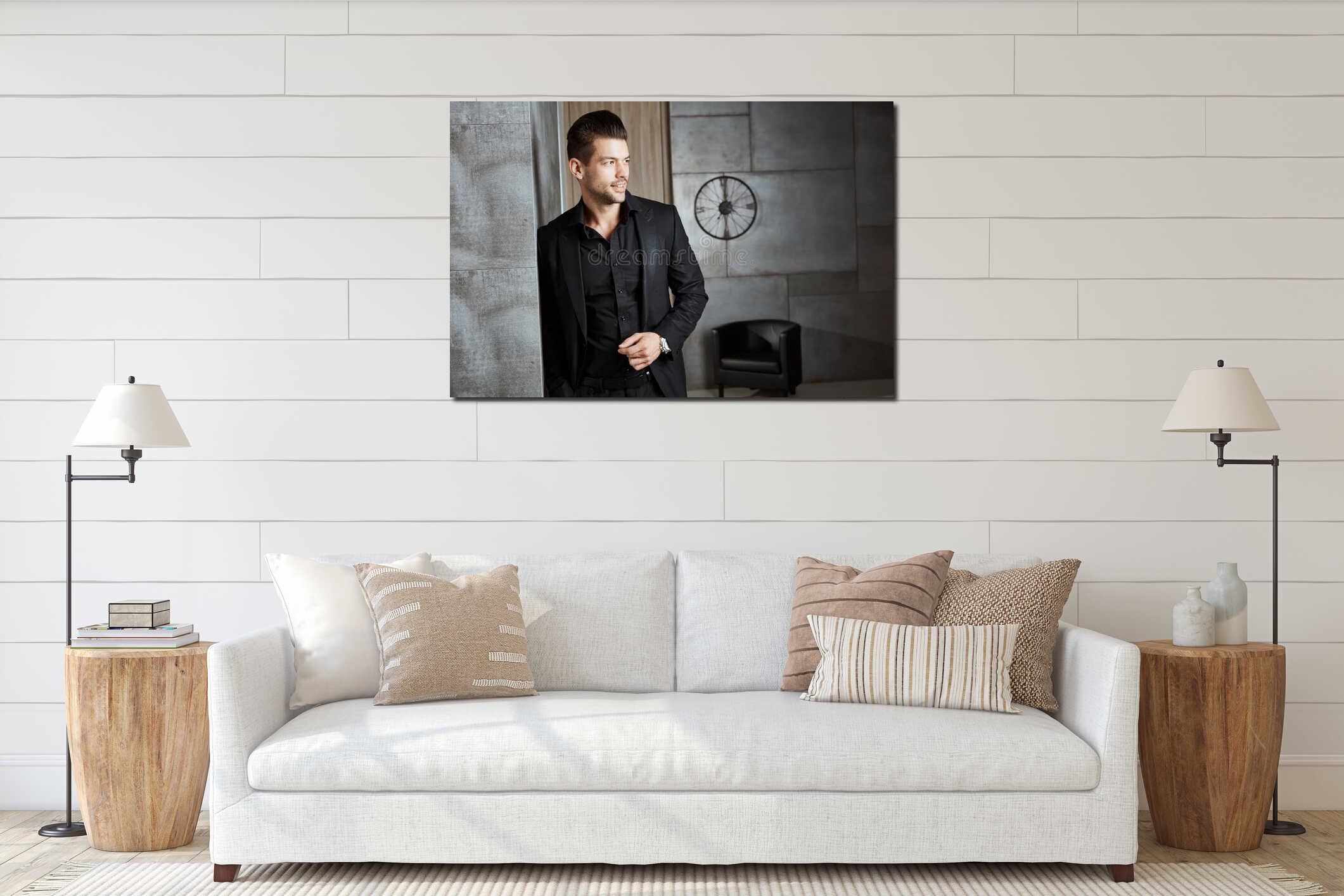 Canvas hanging interior mockup