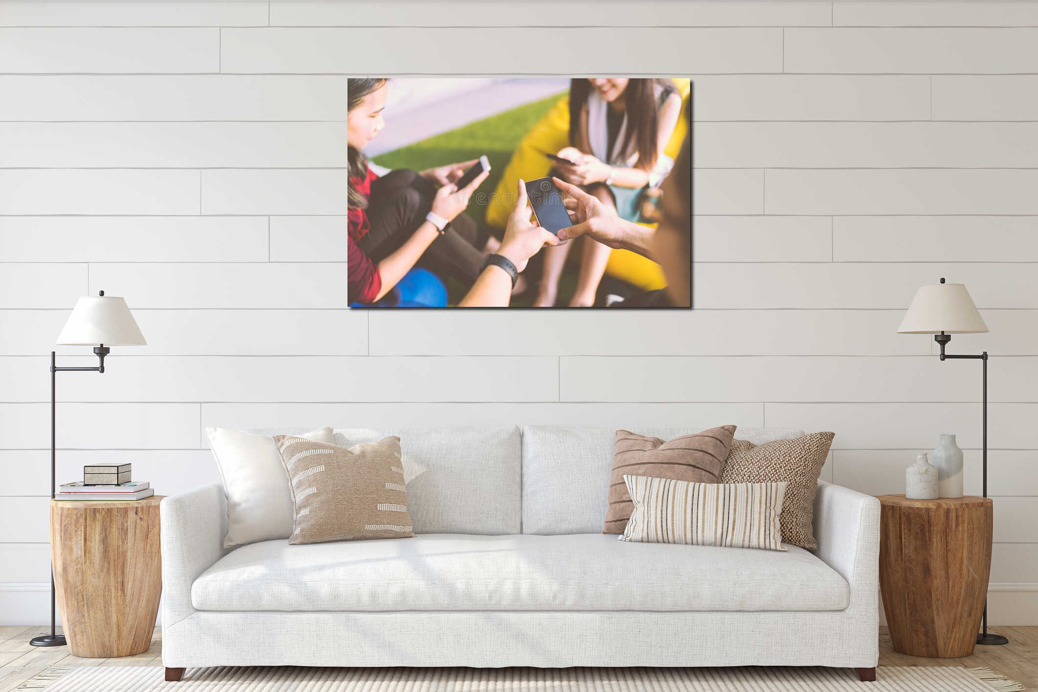 Canvas hanging interior mockup